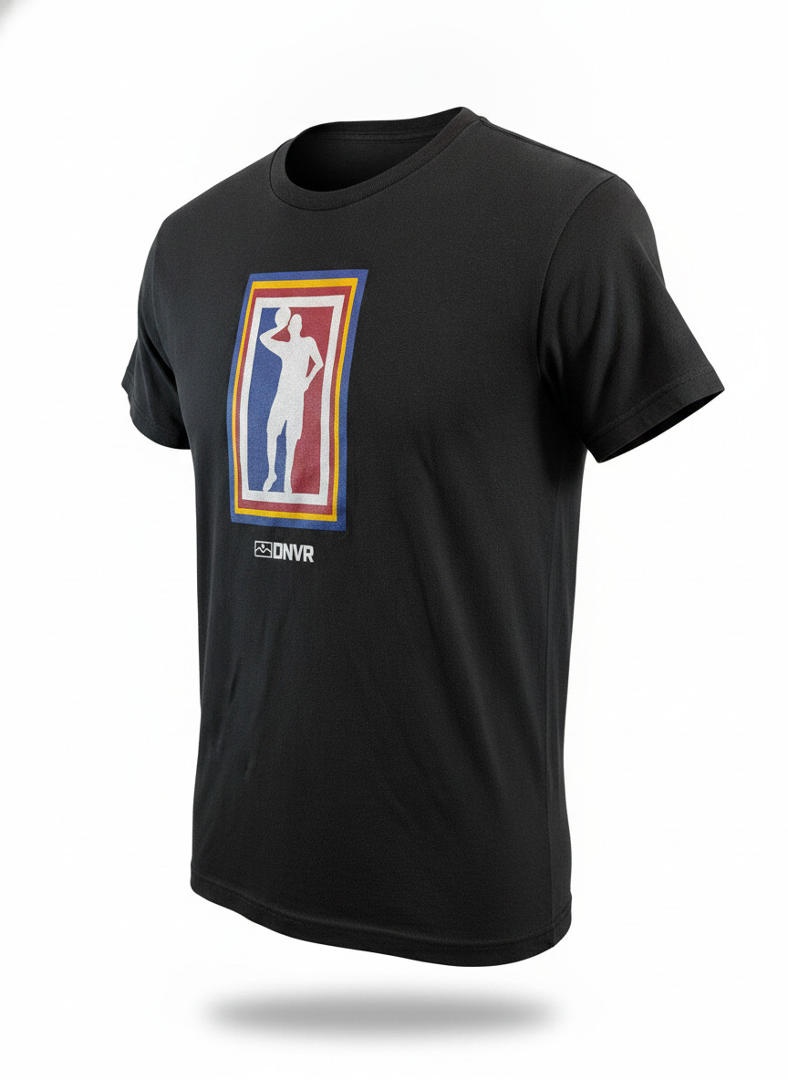 DNVR Denver Nuggets Nikola Jokic NBA Logo Parody Graphic Tee Small Black VGC