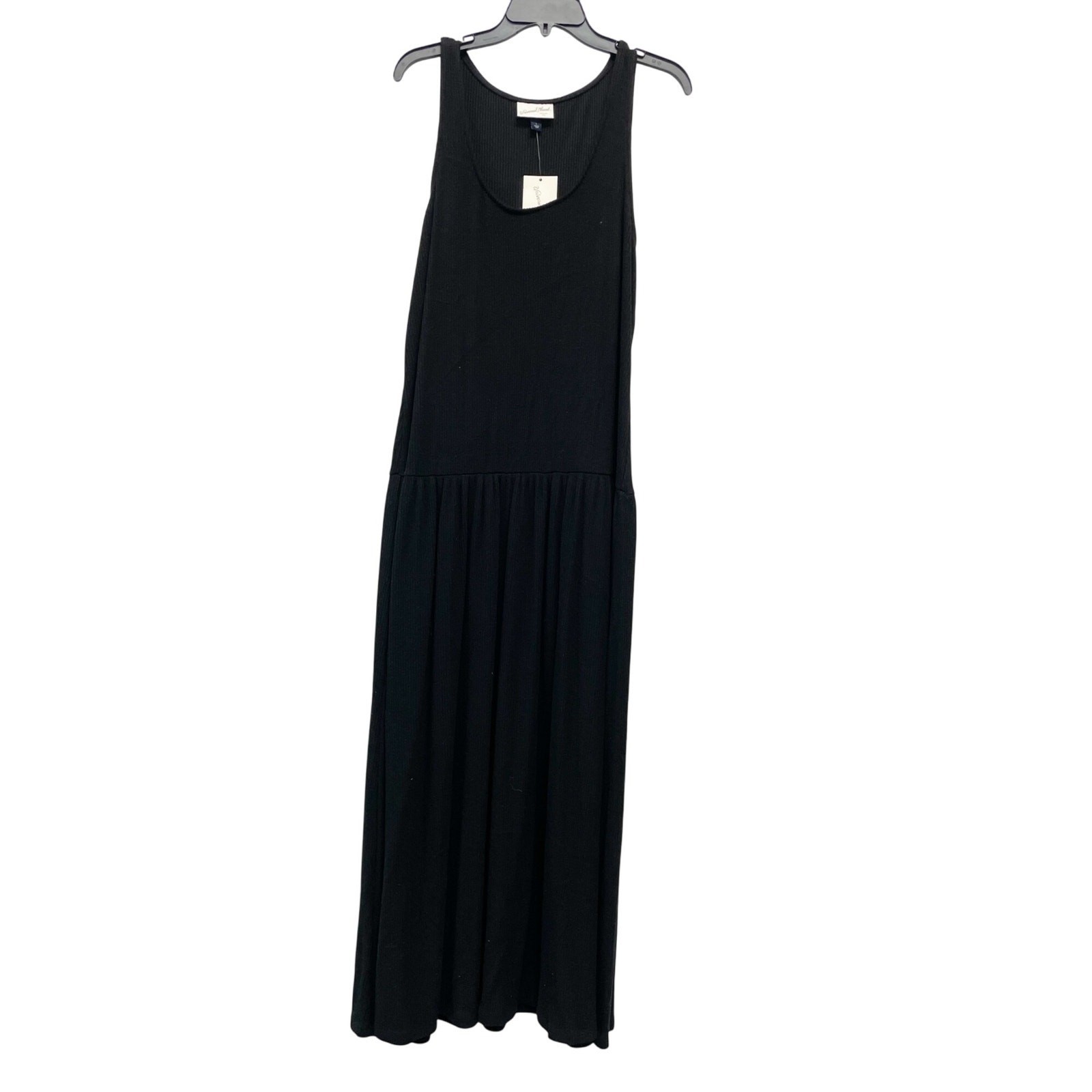 Universal Thread Women’s Ribbed Drop Waist Knit Midi Slip Dress Black Size XL