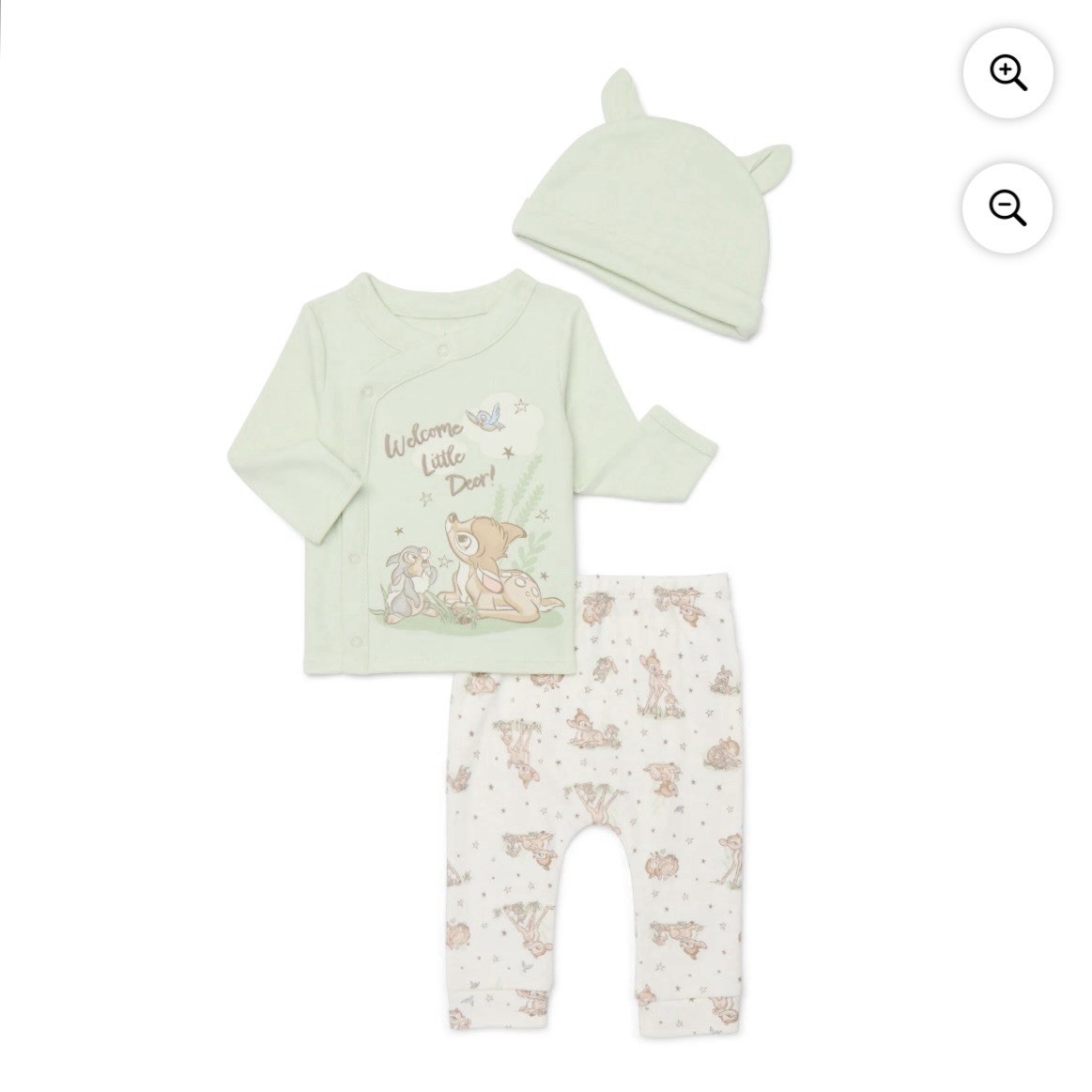 Disney Baby Unisex “Bambi & Thumper” Newborn Long-Sleeve Top, Pants & Bib, New!