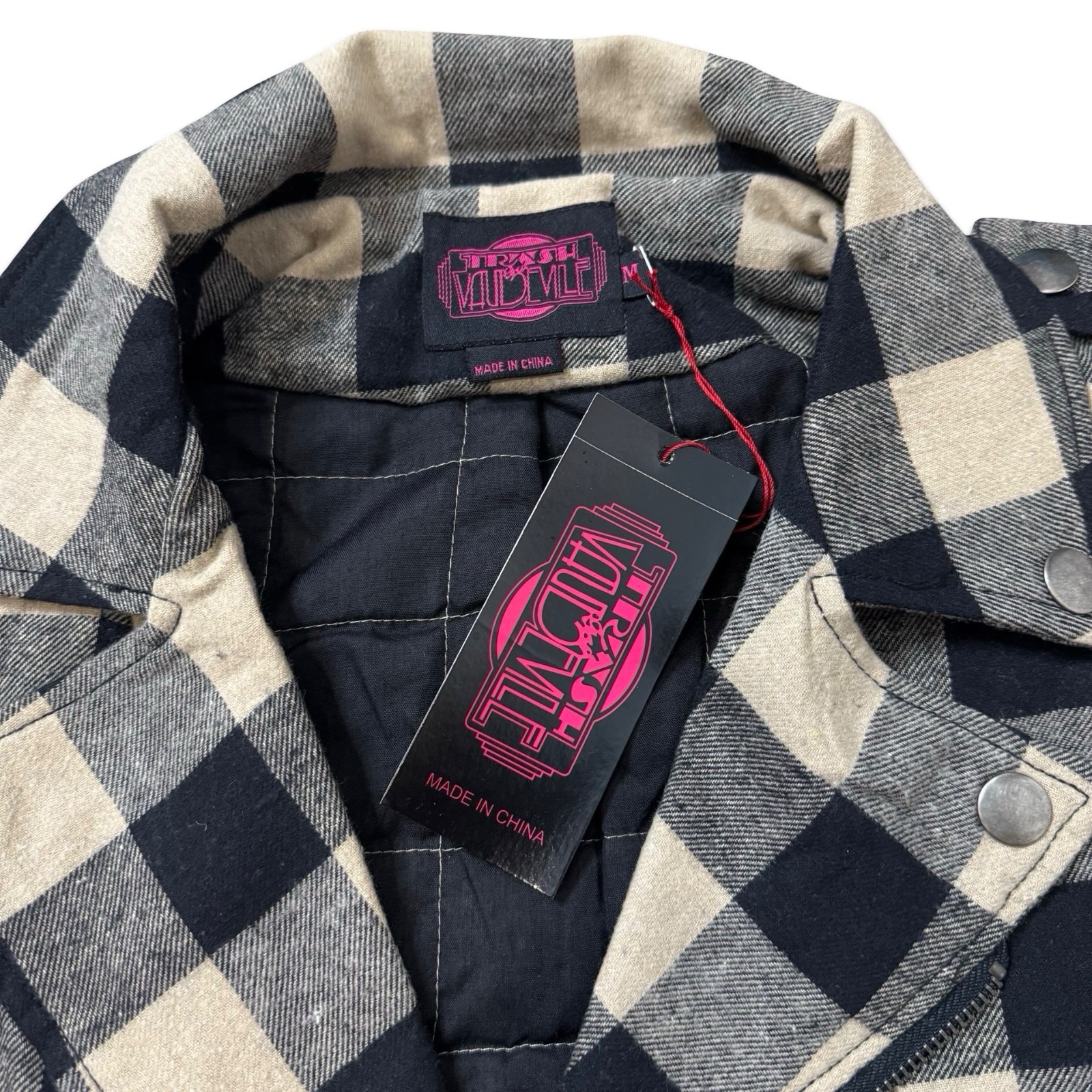 TRIPP UNISEX FLANNEL QUILTED MOTORCYCLE ROCK MOTO BIKER PUNK COAT JACKET FL7545M