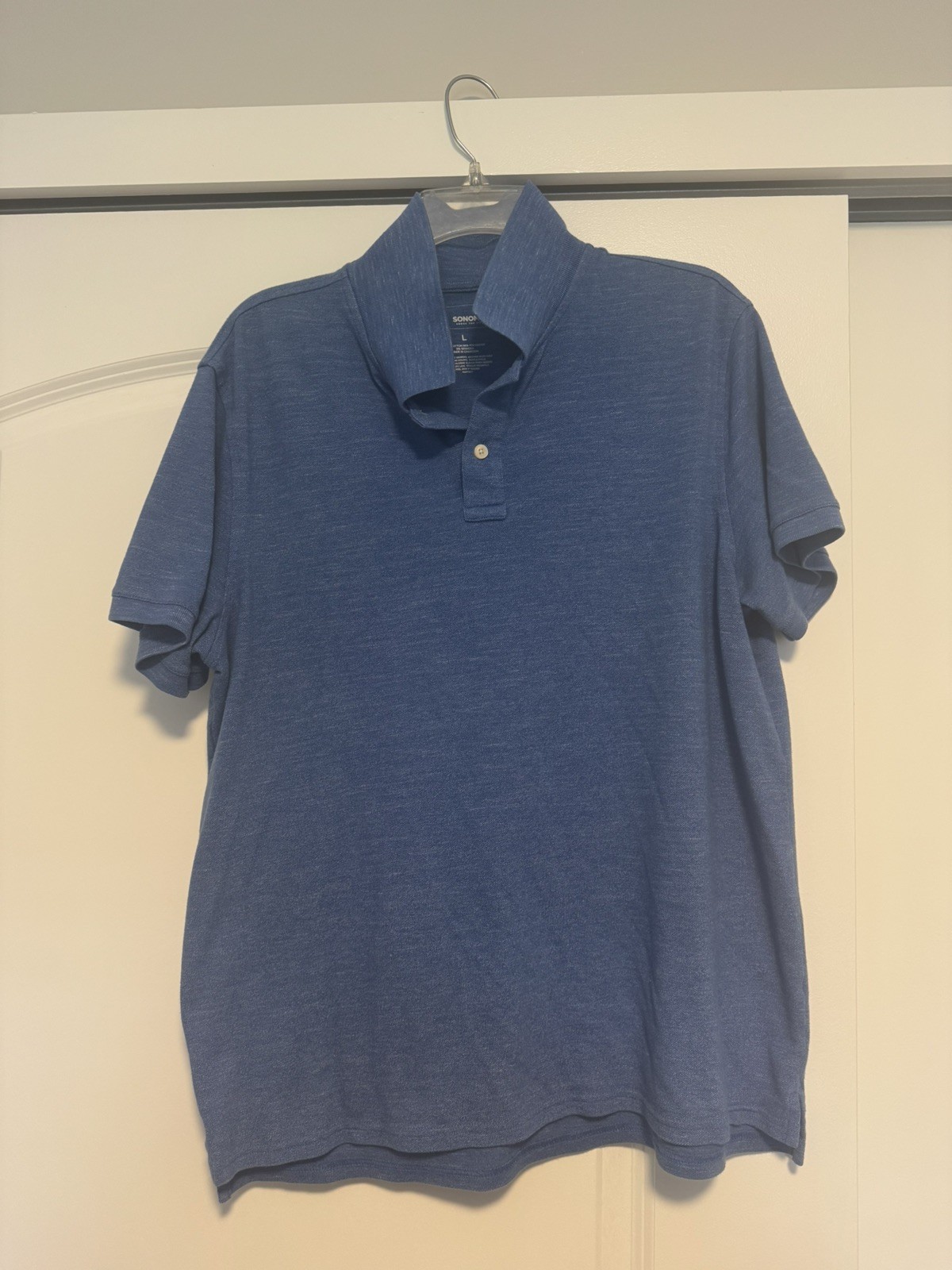 Sonoma Goods for Life Men’s L Regular Blue Solid Short Sleeve Collared Polo
