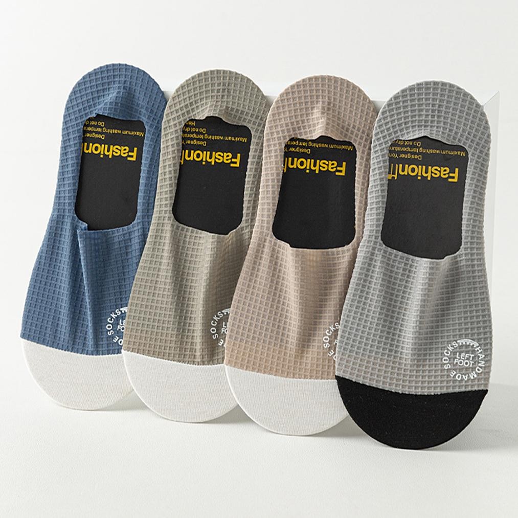 3pairs Men’s Invisible Socks Thin Breathable Comfortable High Quality Waffle Pat