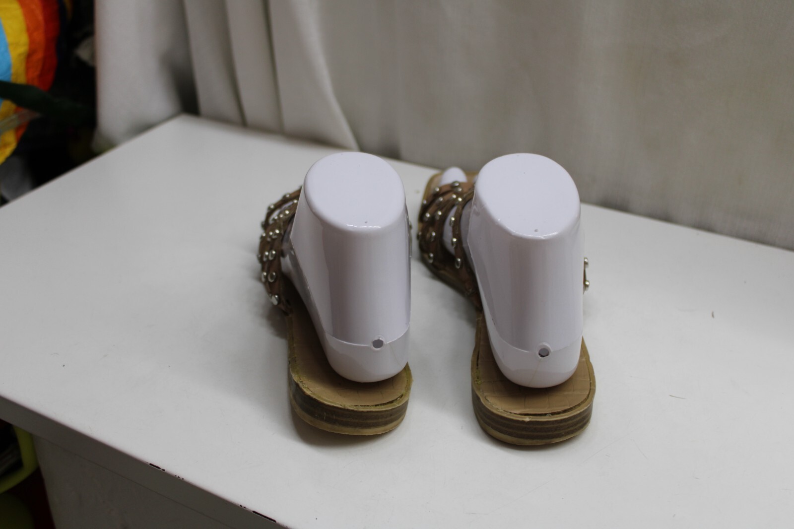 Dolce Vita Flat (Under 1 in) Studded Gladiator Cross Strap Slip-On Sandals Tan8