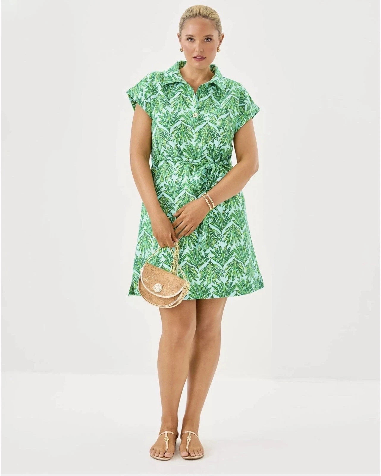 NWT – Lilly Pulitzer Emersyn Belted Printed Cotton Blend Dress M
