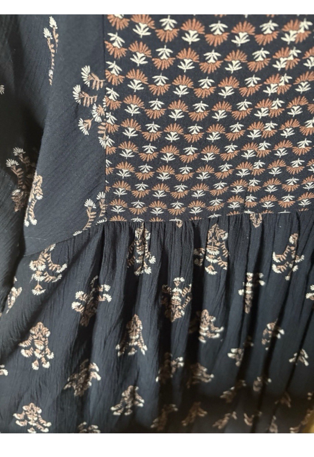 Knox Rose Black Floral A-Line Midi Dress V-Neck 3/4 Sleeve Regular Sz XS
