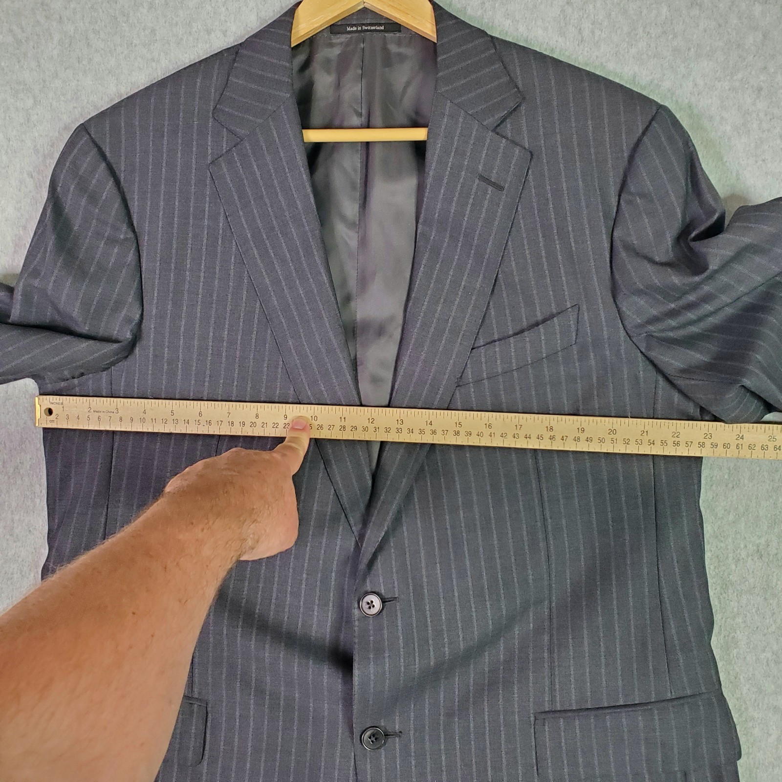 Ermenegildo Zegna Suit Mens 46R Gray 2 Button 100% Wool Pinstripe Pants 39×28