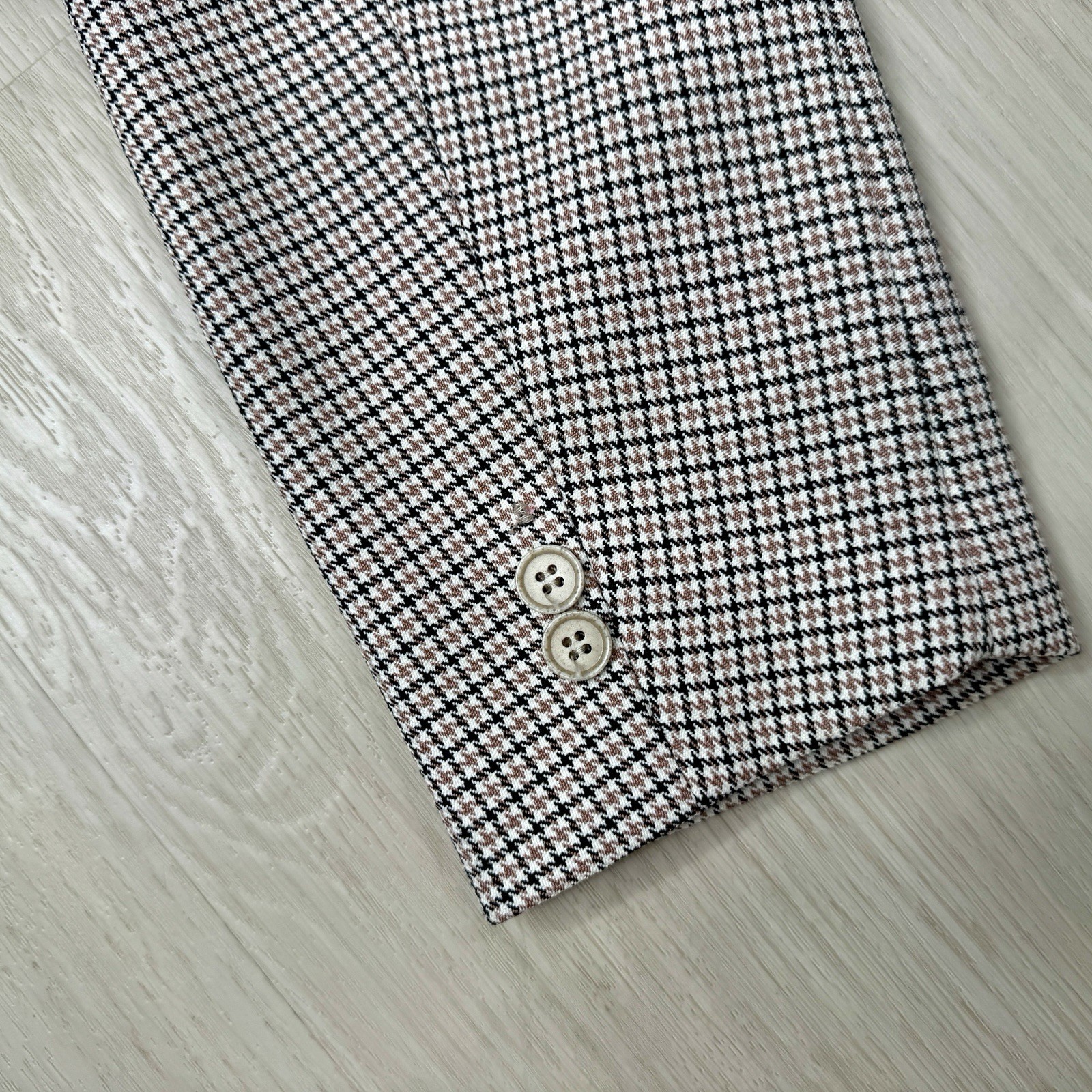 THELEADER Men’s Gray Houndstooth Embroidered Lined Blazer Pockets Size M