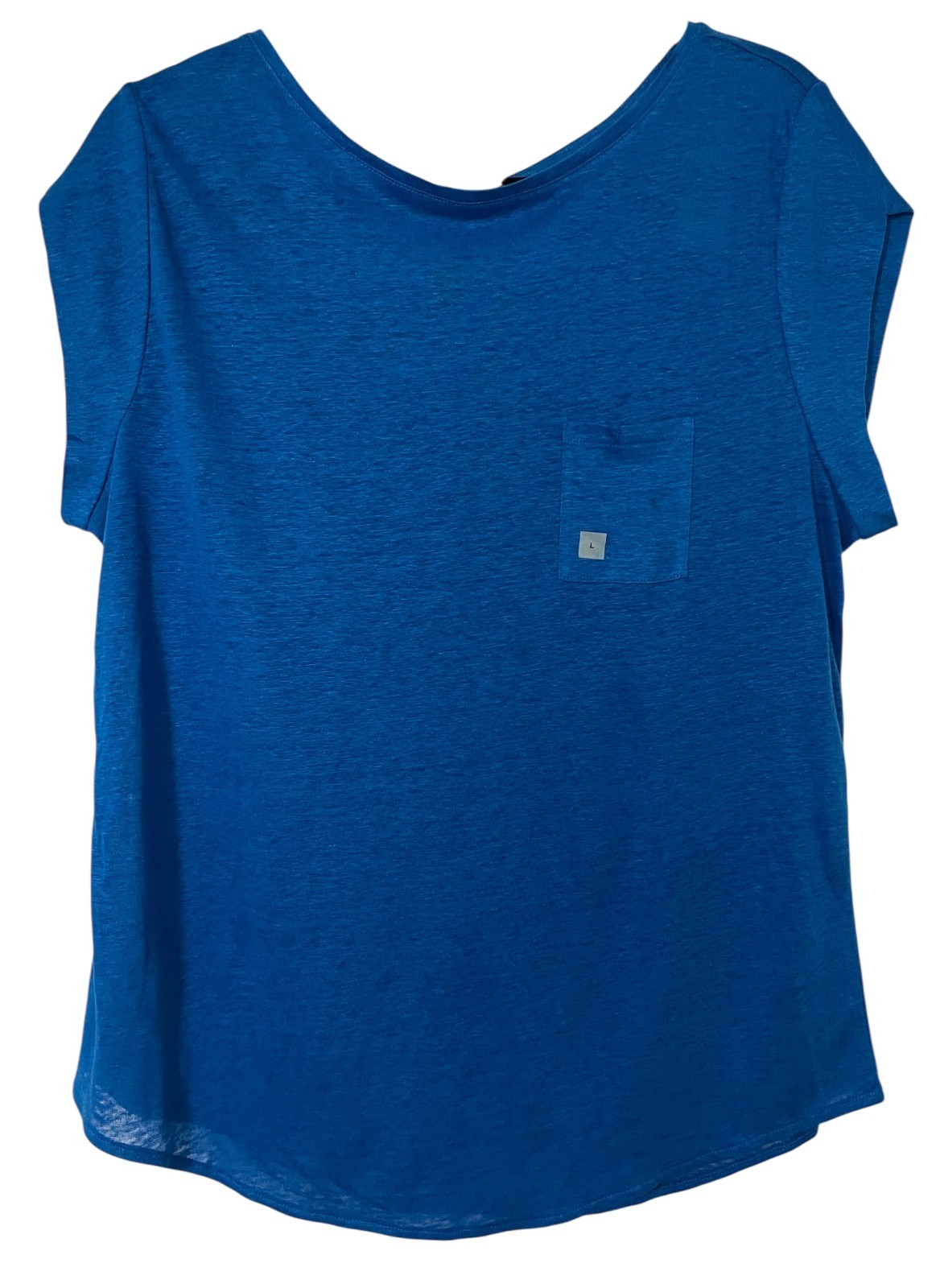 LOFT Short Sleeve Pocket Tee Linen Top-Women’s L-Blue-NWT