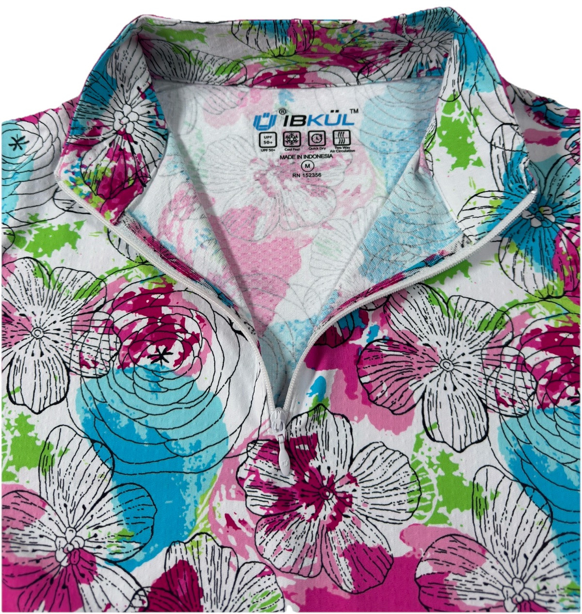 NWT IBKUL Golf Tennis 1/4 Zip Top XS S M L XL Activewear Longsleeve Floral T6