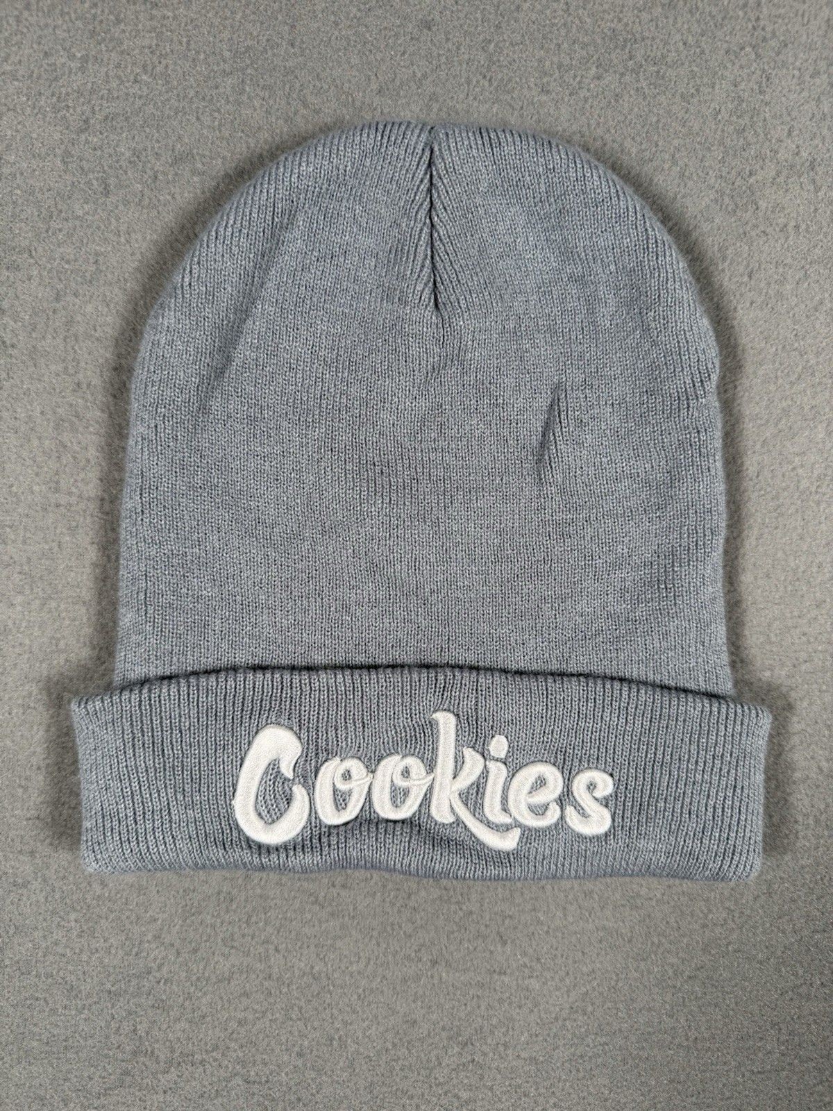 Cookies SF Original Mint Cuffed Knit Beanie Hat – Gray&White Embroidered Script