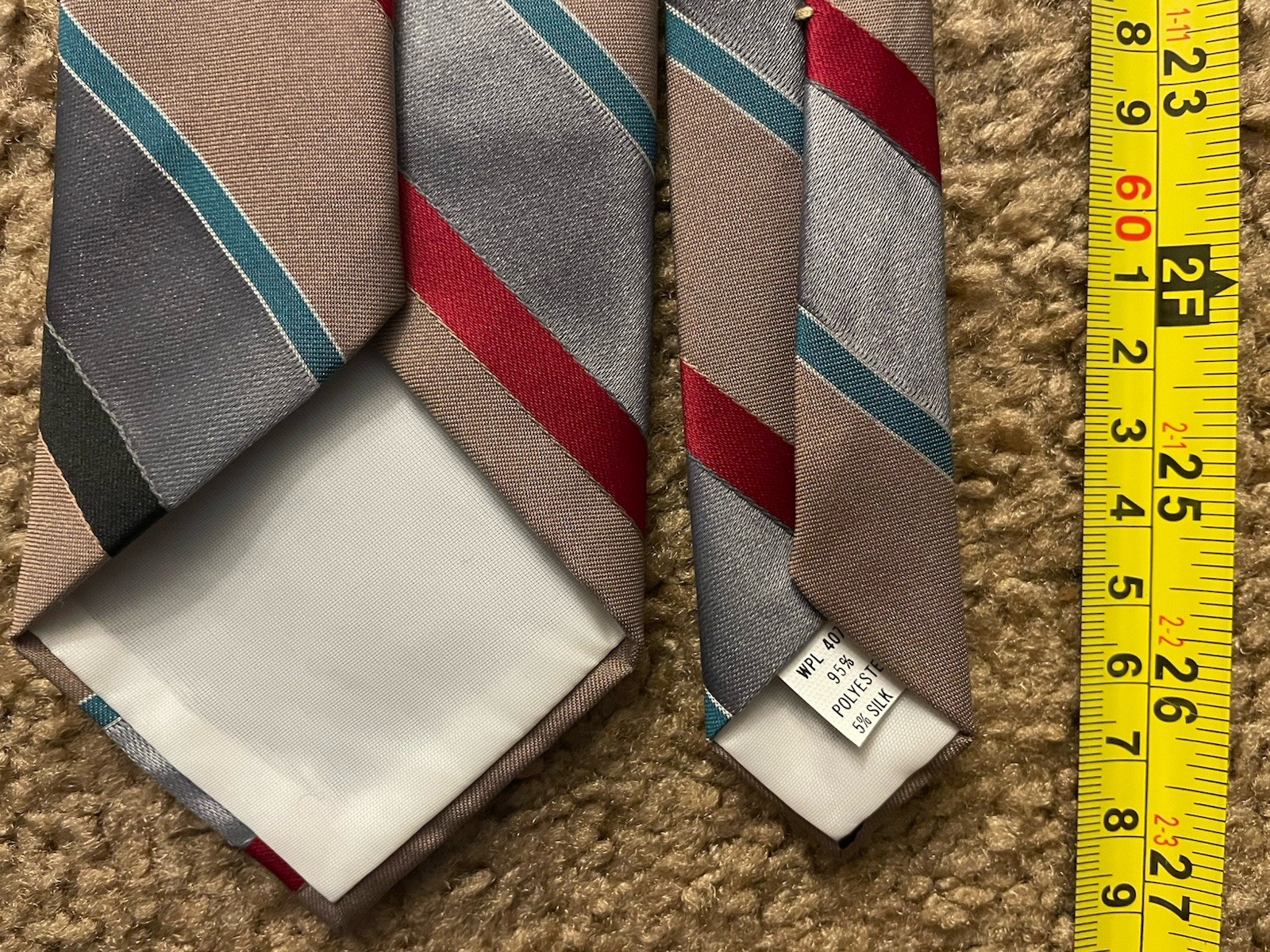 Wemlon Wembley Neckwear Tie Multicolor Silver Red Teal Diagonal Striped AOP JBHS