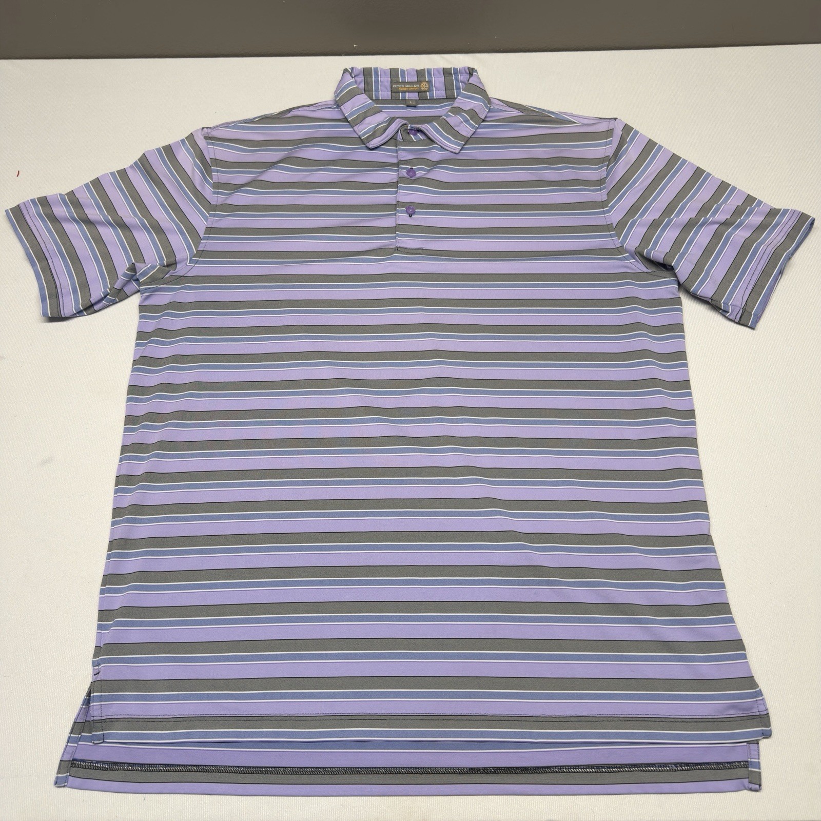 Peter Millar Men’s Purple Striped Summer Comfort Large L Golf Active Performance