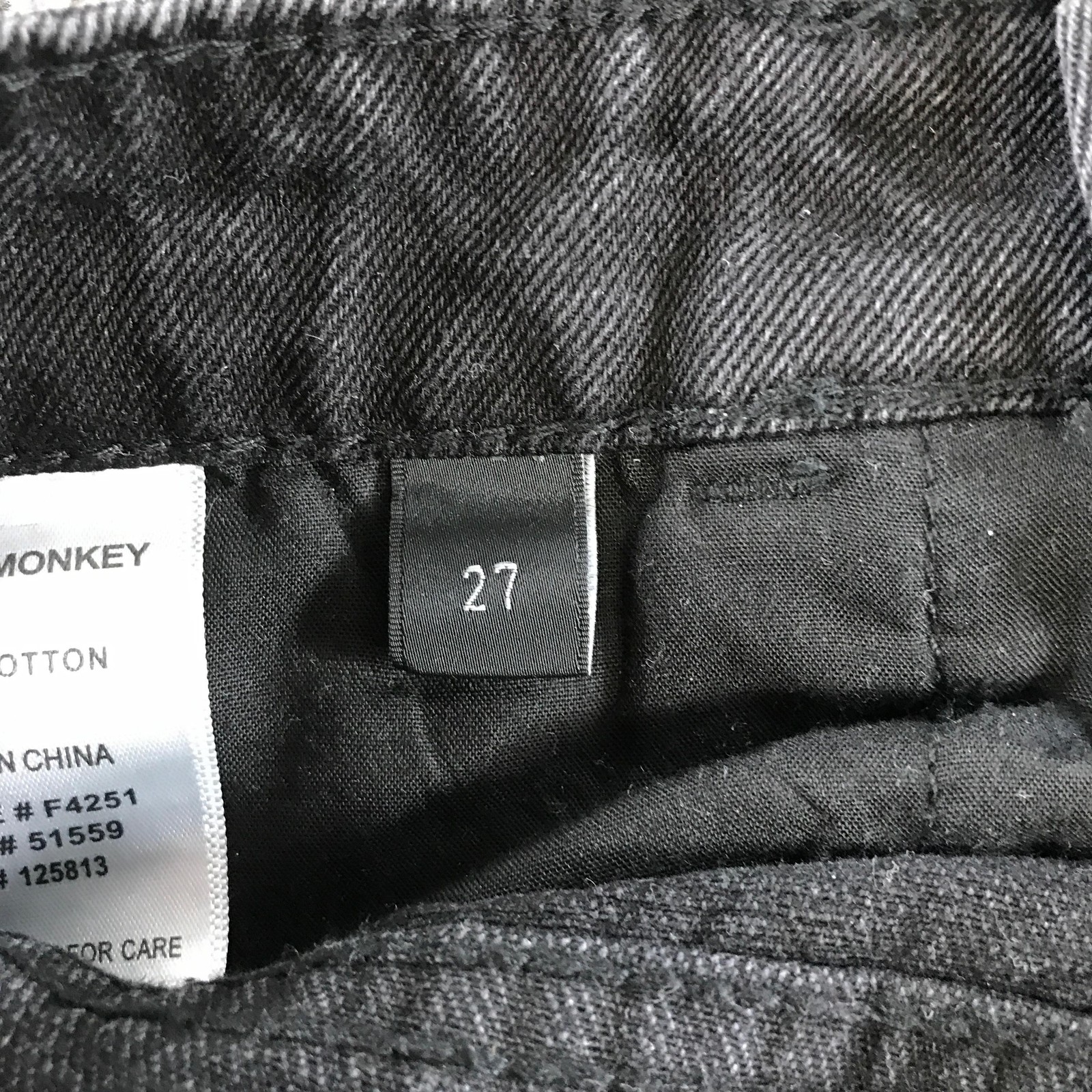 Flying Monkey Jeans Womens 27 Charcoal Wash High Rise Distressed Crop Raw Hem