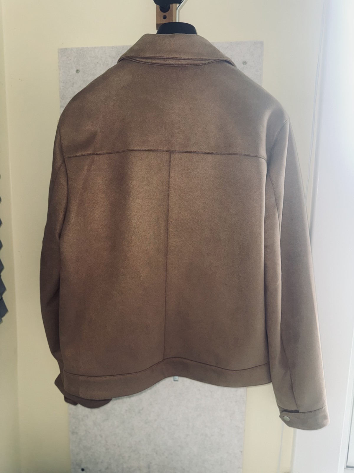 NWT Express Faux Suede Trucker Jacket Men’s Medium Brown Full Zip MSRP $228