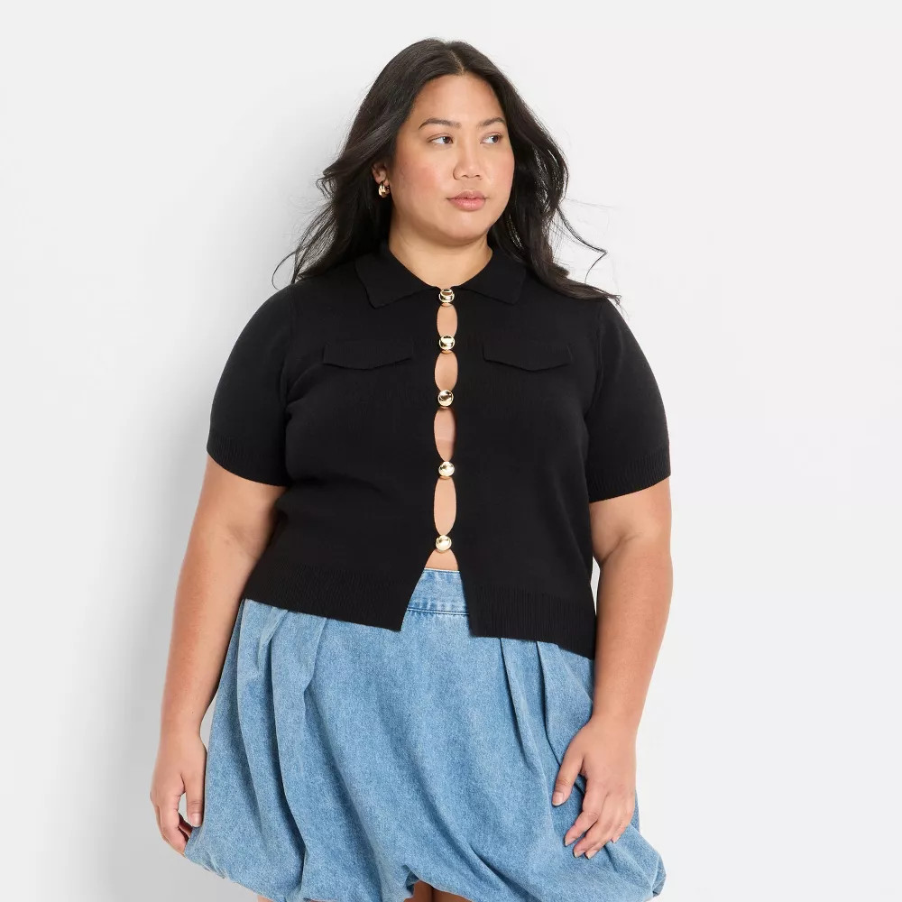 Women’s Cutout Pullover Sweater – Future Collective Black XXL