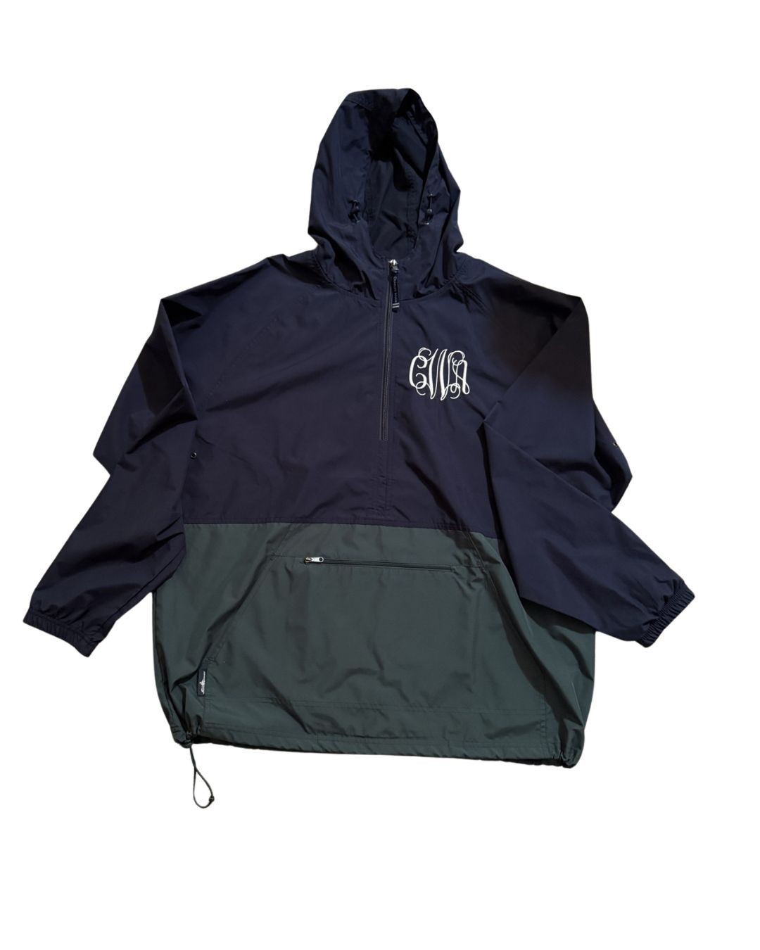 Charles River Womens Monogramed Windbreaker – XL – Navy and Green