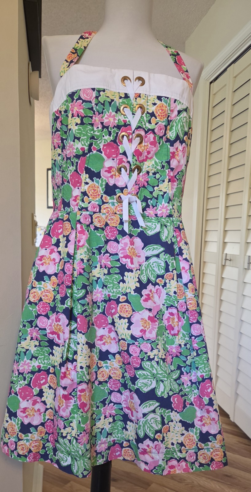 LILLY PULITZER DRESS SZ 10 TONI GET WAY GARDEN PARTY CORSET HALTER FIT & FLARE