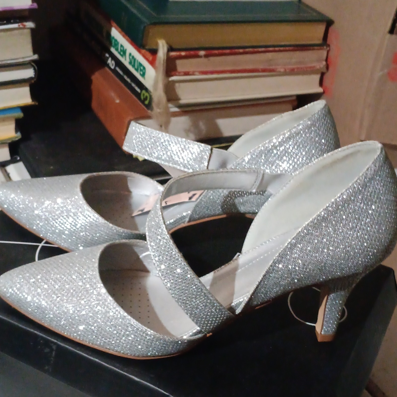 Silver Size 7 Pointed Toe High Heels