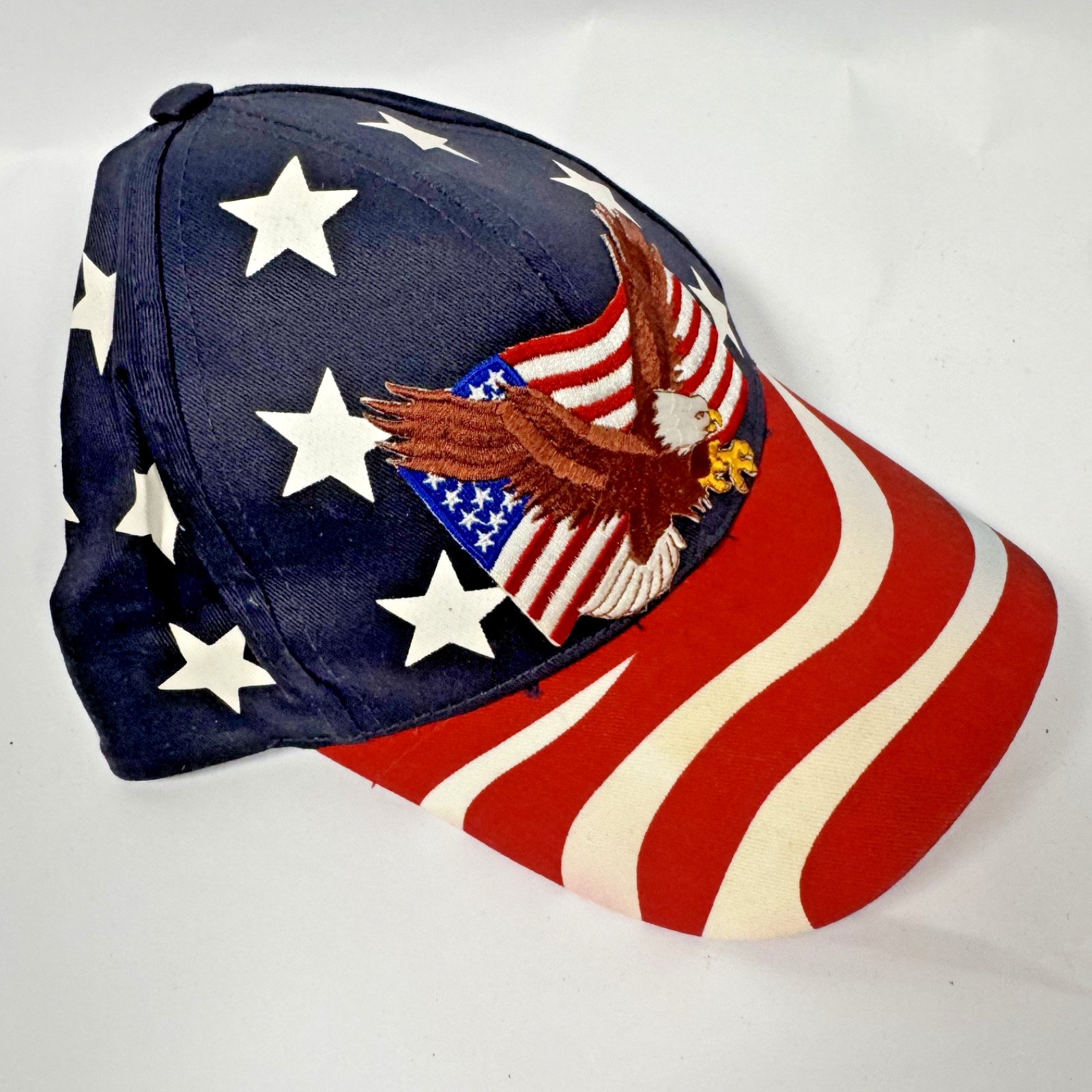 Vintage USA Eagle Flag Stars Hat Cap- Adjustable Embroidered Patriotic American
