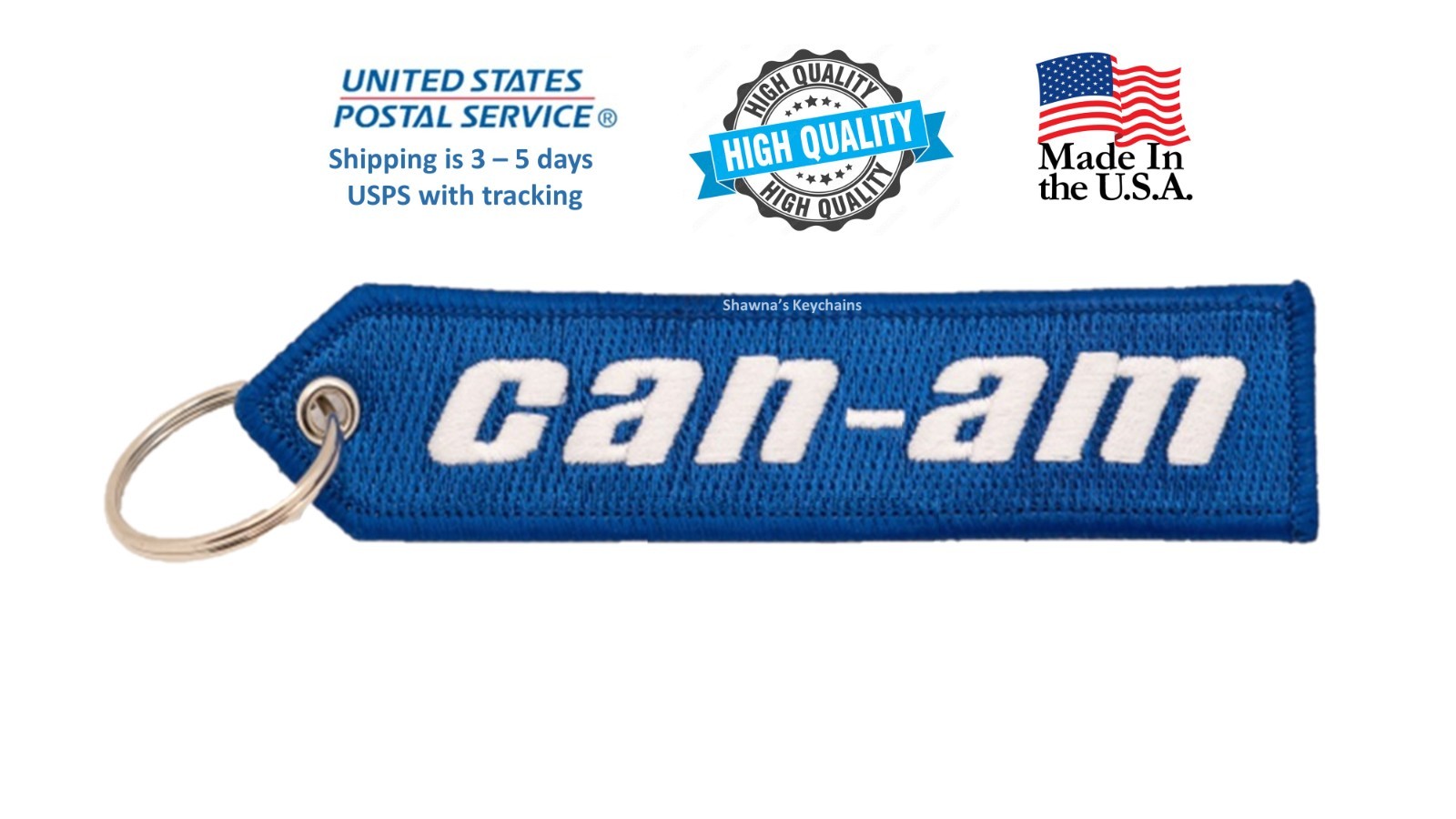 CAN-AM Keychain Double Sided Embroidered Fabric Highest Quality Keyring