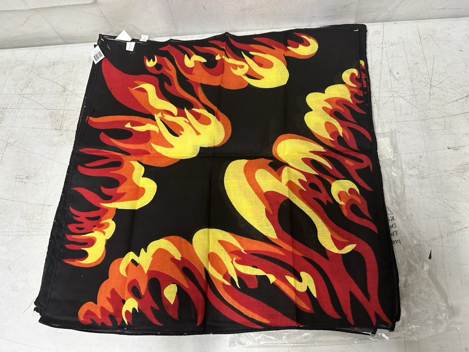 (12) Bandanas Black With Flames Design Multicolor Polyester Oriental Trading