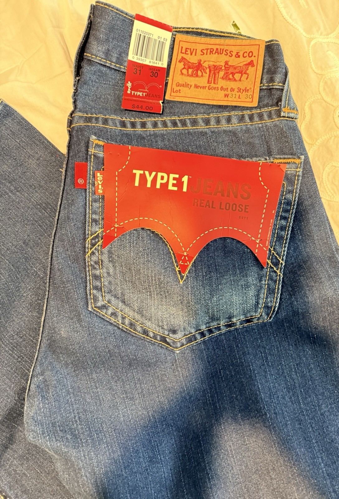 Vtg Levi Strauss Type 1 Iconic Real Loose Blue Jeans Size 31×30 Y2K NWT