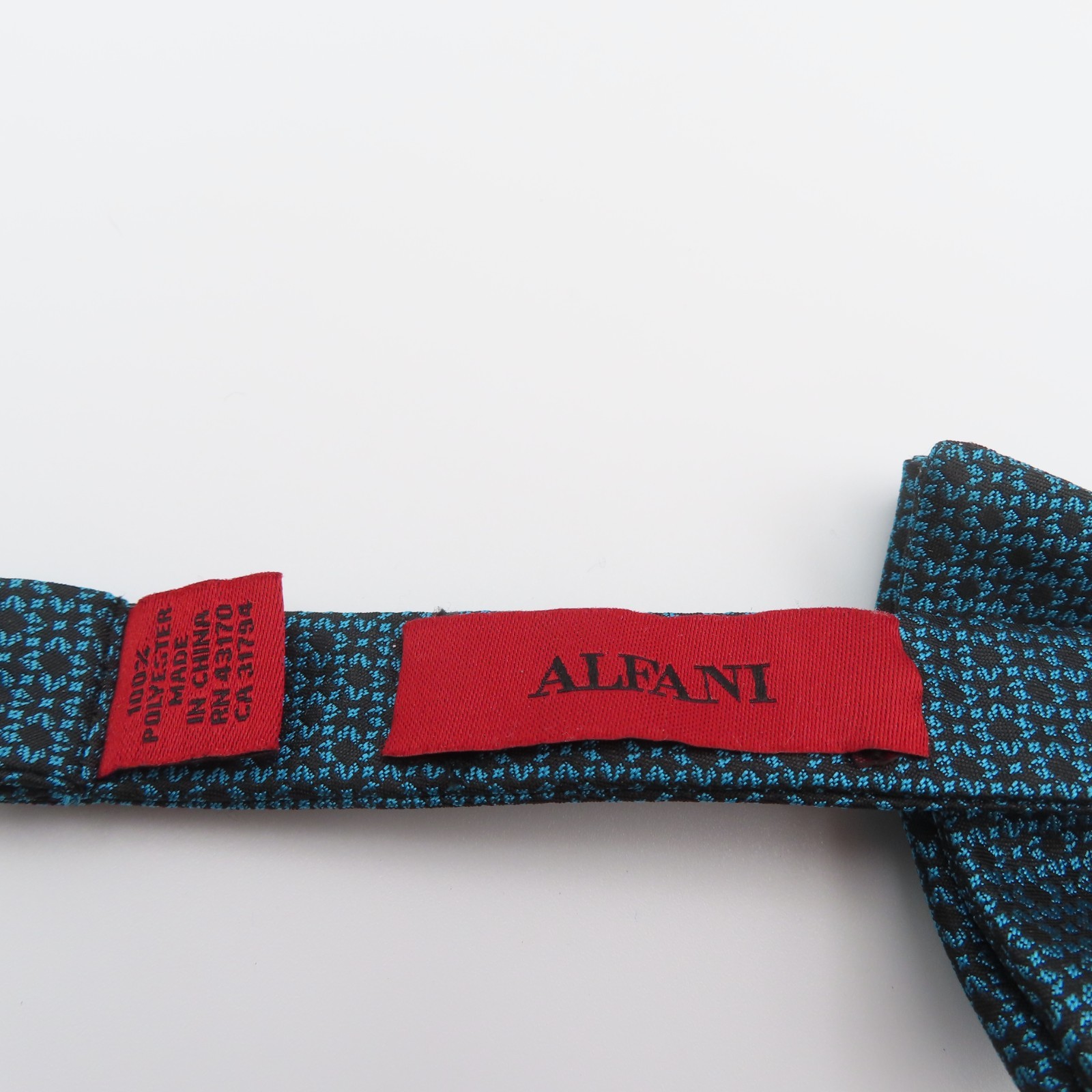 Alfani Bow Tie Blue Black Check 2.5″ Wide Pre Tie Polyester Tuxedo