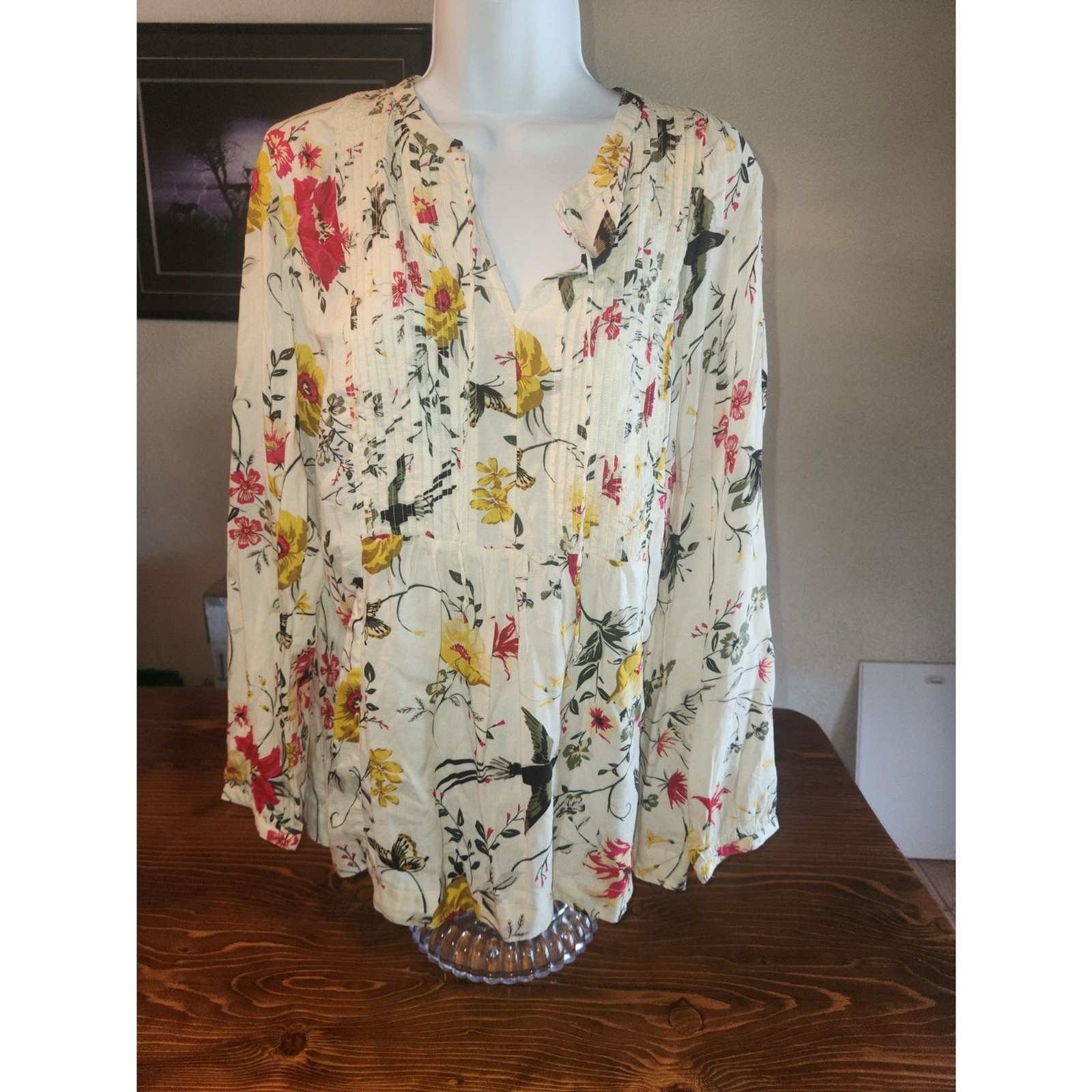 Old Navy Women’s Floral Long Sleeve Blouse Top Pullover Shirt Size M Medium