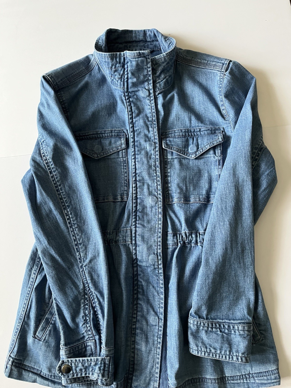Stylish Ladies Jean Jacket Small by Style And Company Drawstring waist
