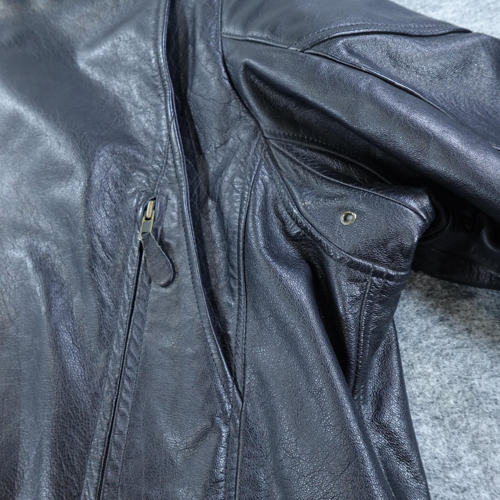MOB Leather Motorcycle Jacket Men 42 Black Biker Moto Riding Heavy Lined Genuine