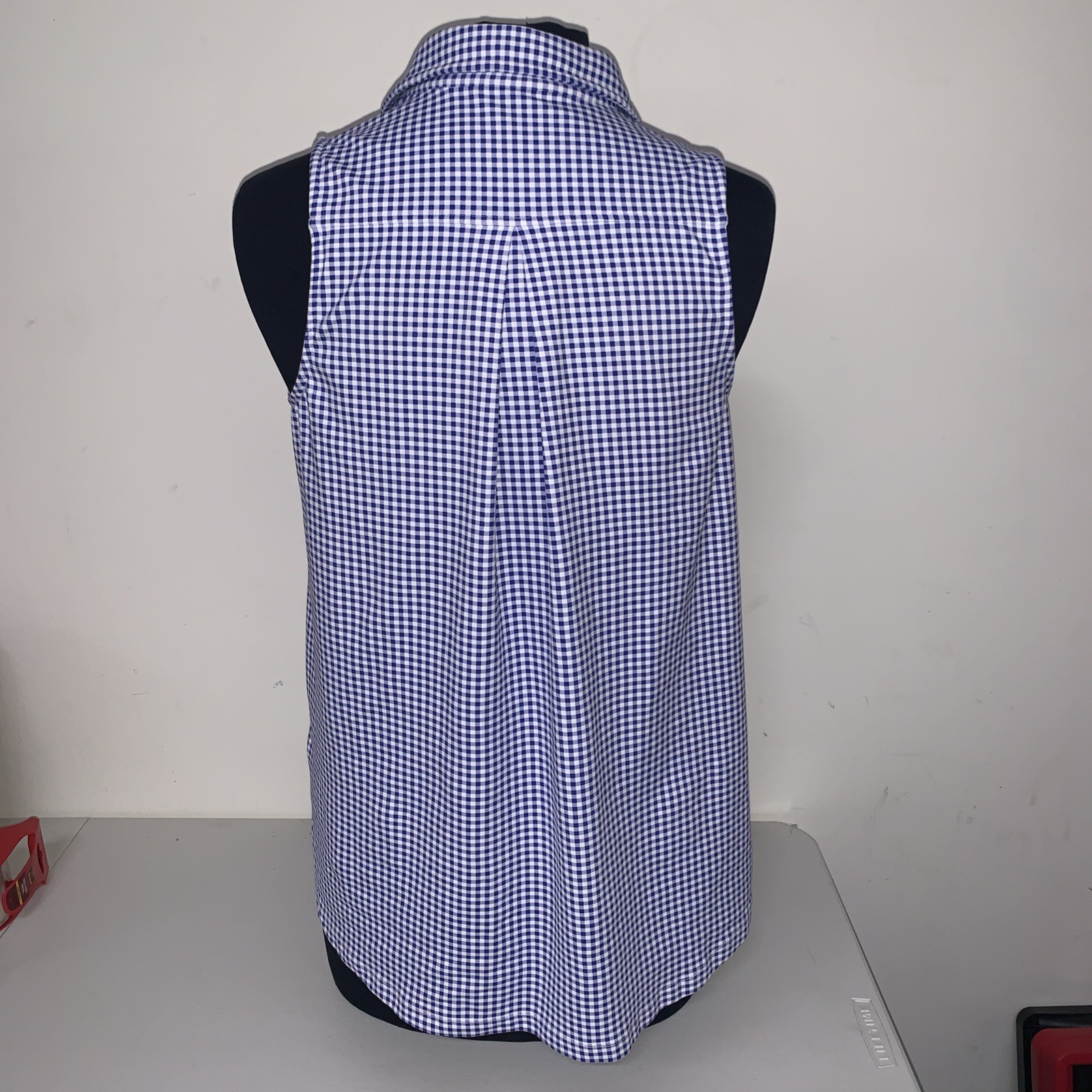 J.MCLAUGHLIN Small Gingham Catalina Cloth Button Blue/White Preppy Coastal Golf