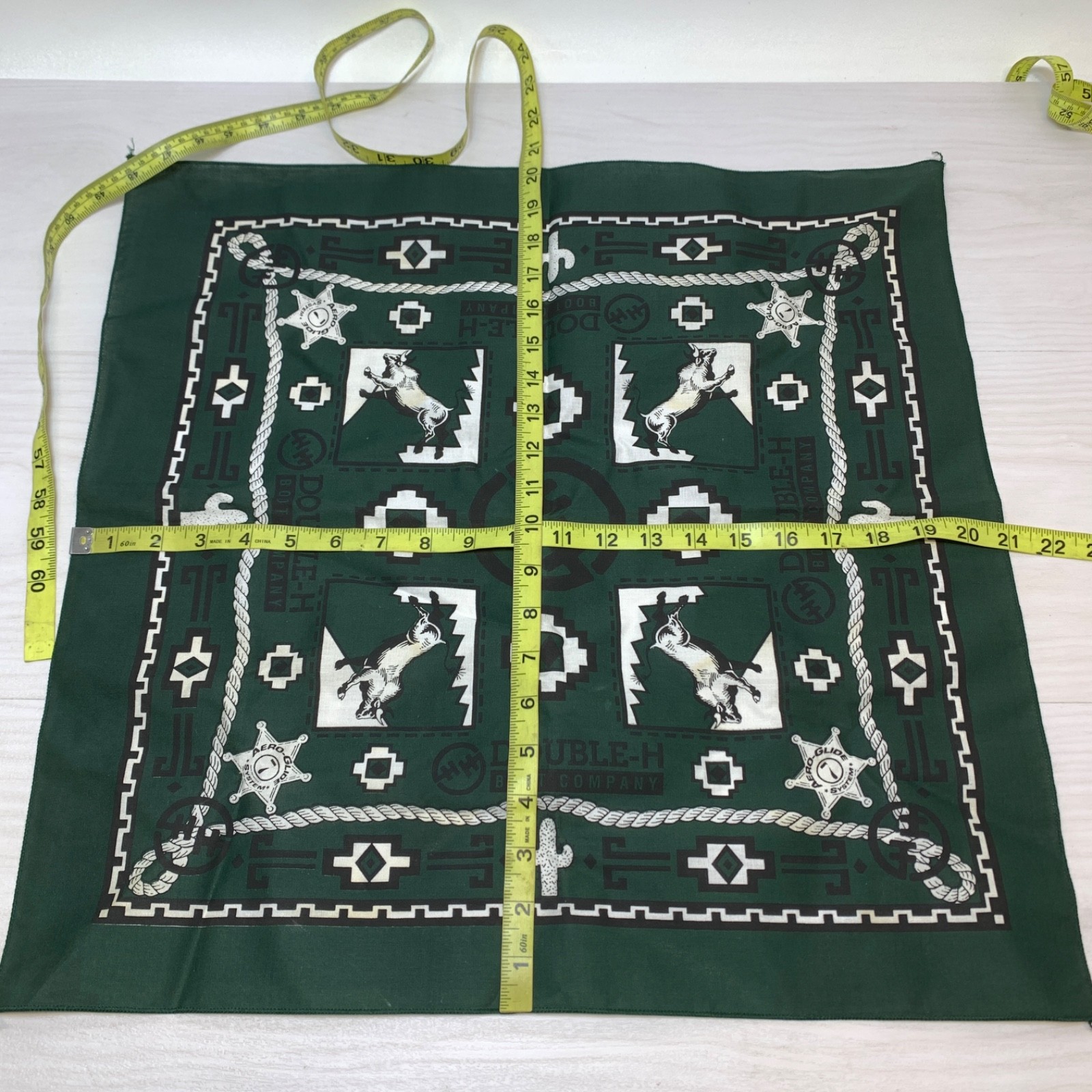 Double-H Boot Company Aero-Glide Systems Bandana Scarf 20” Square Western Bull