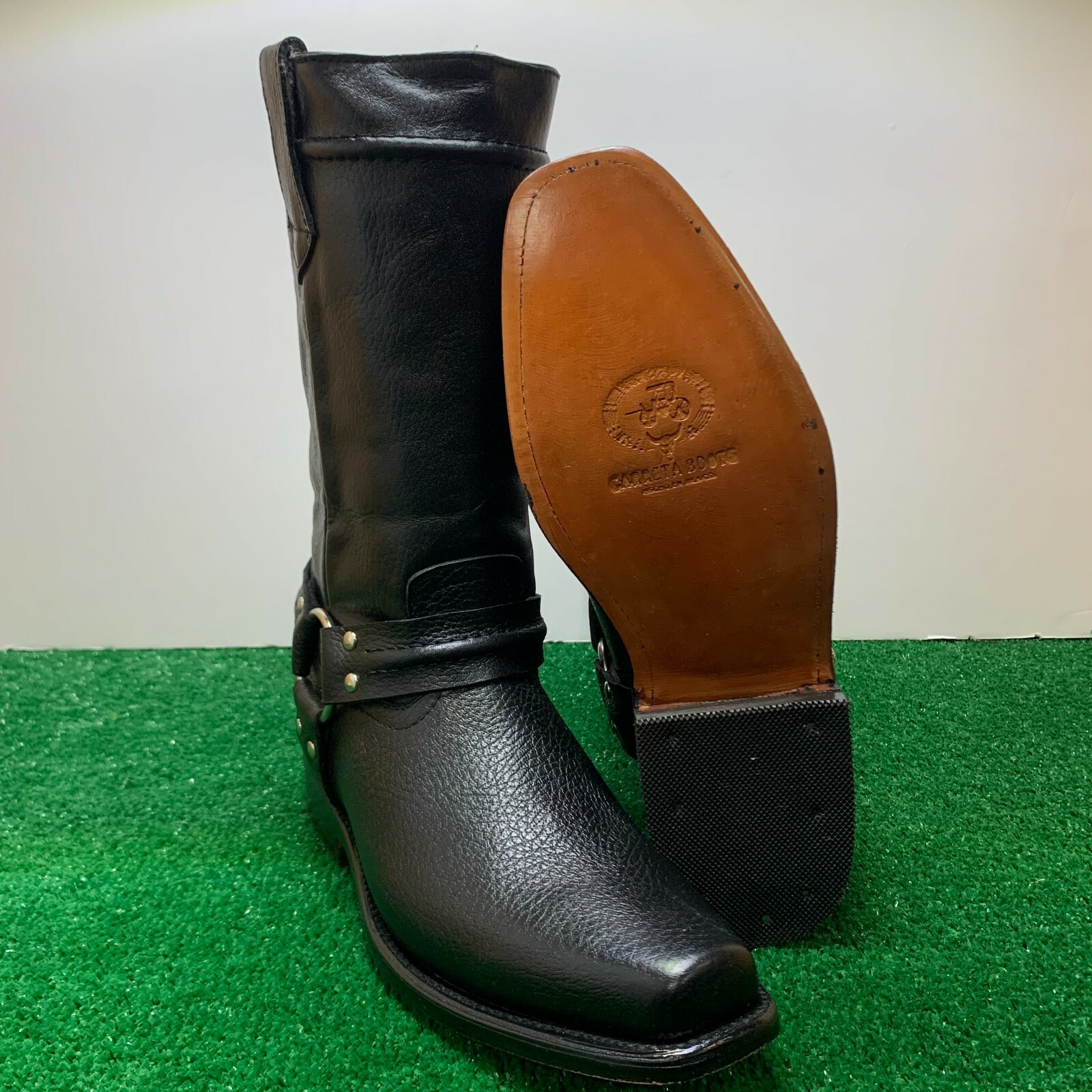 Mens Motorcycle Biker Boots Leather Western Cowboy Harness Rock Riding Moto