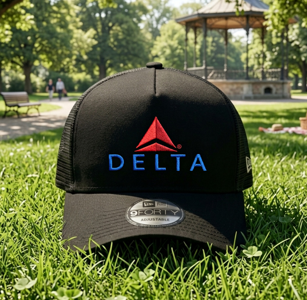 Delta Trucker Hat Embroidered Mesh Back Adjustable Snapback Logo Cap