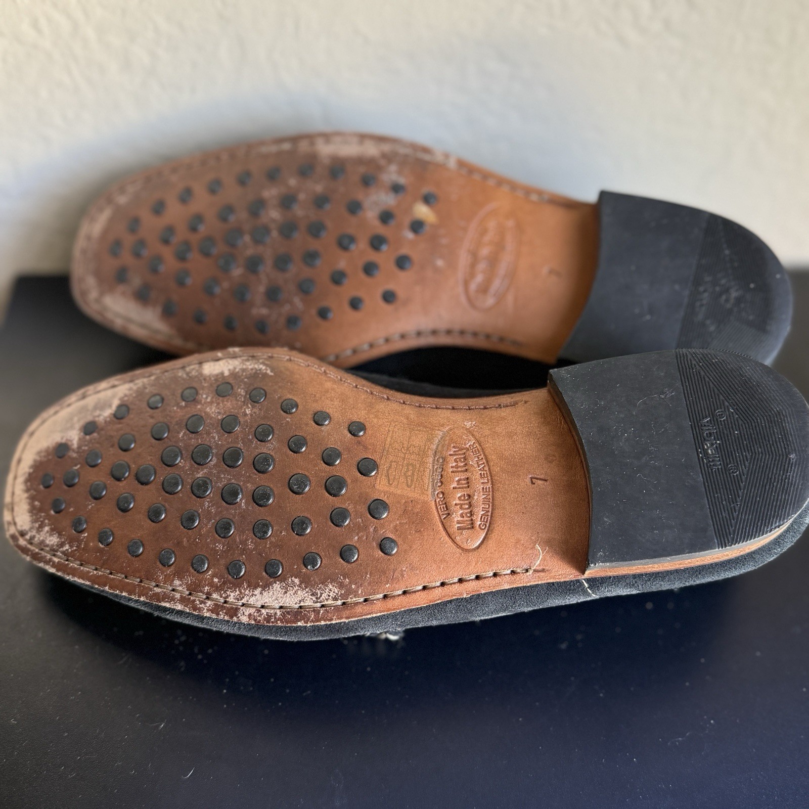 Herrings Shoes Men’s Blue Suede Slip-On Loafers Made In Italy Leather Sole US 8