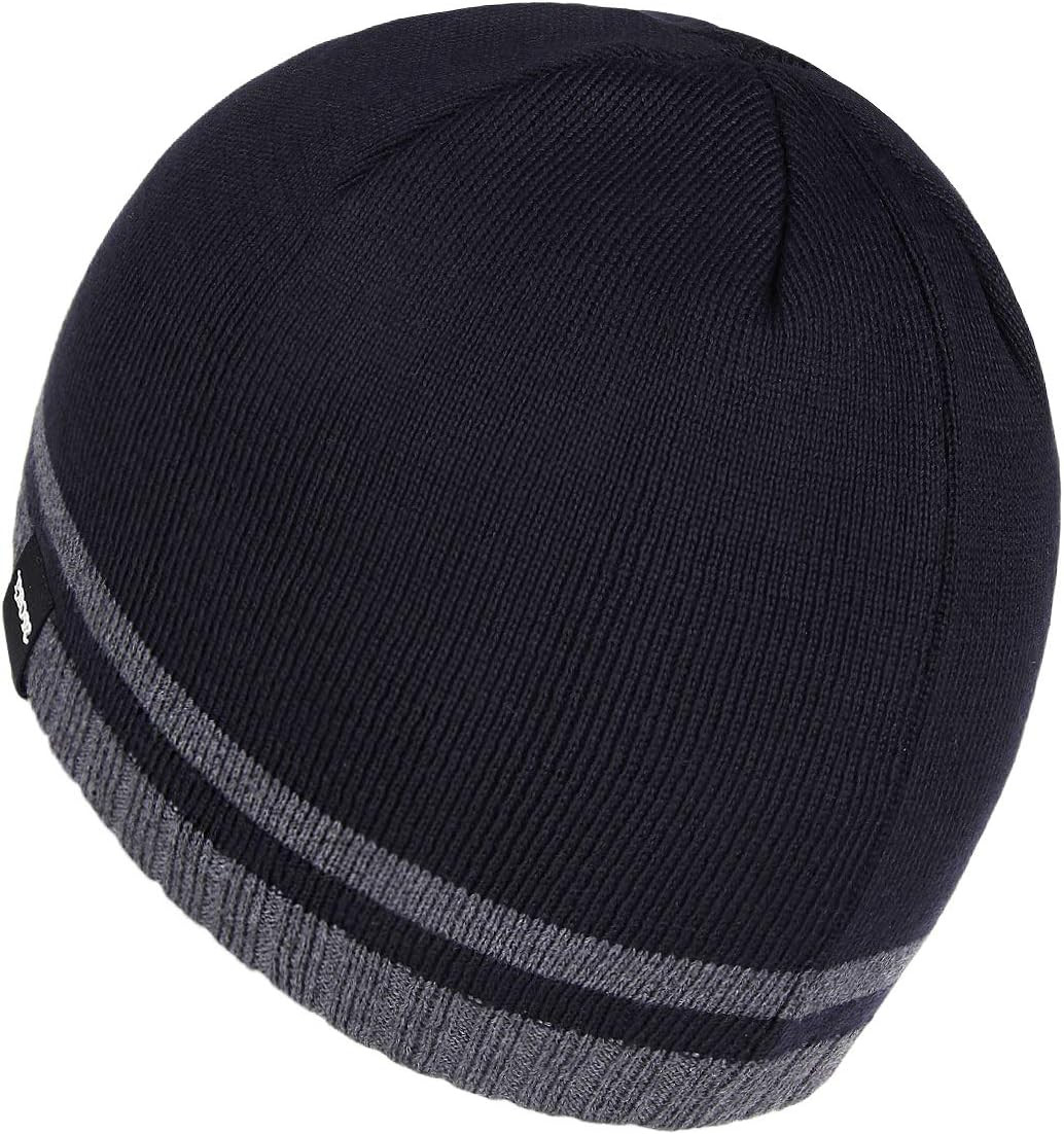 Mens Winter Beanie Hat Warm Knit Cuffed Plain Toboggan Ski Skull Cap (3 Patterns
