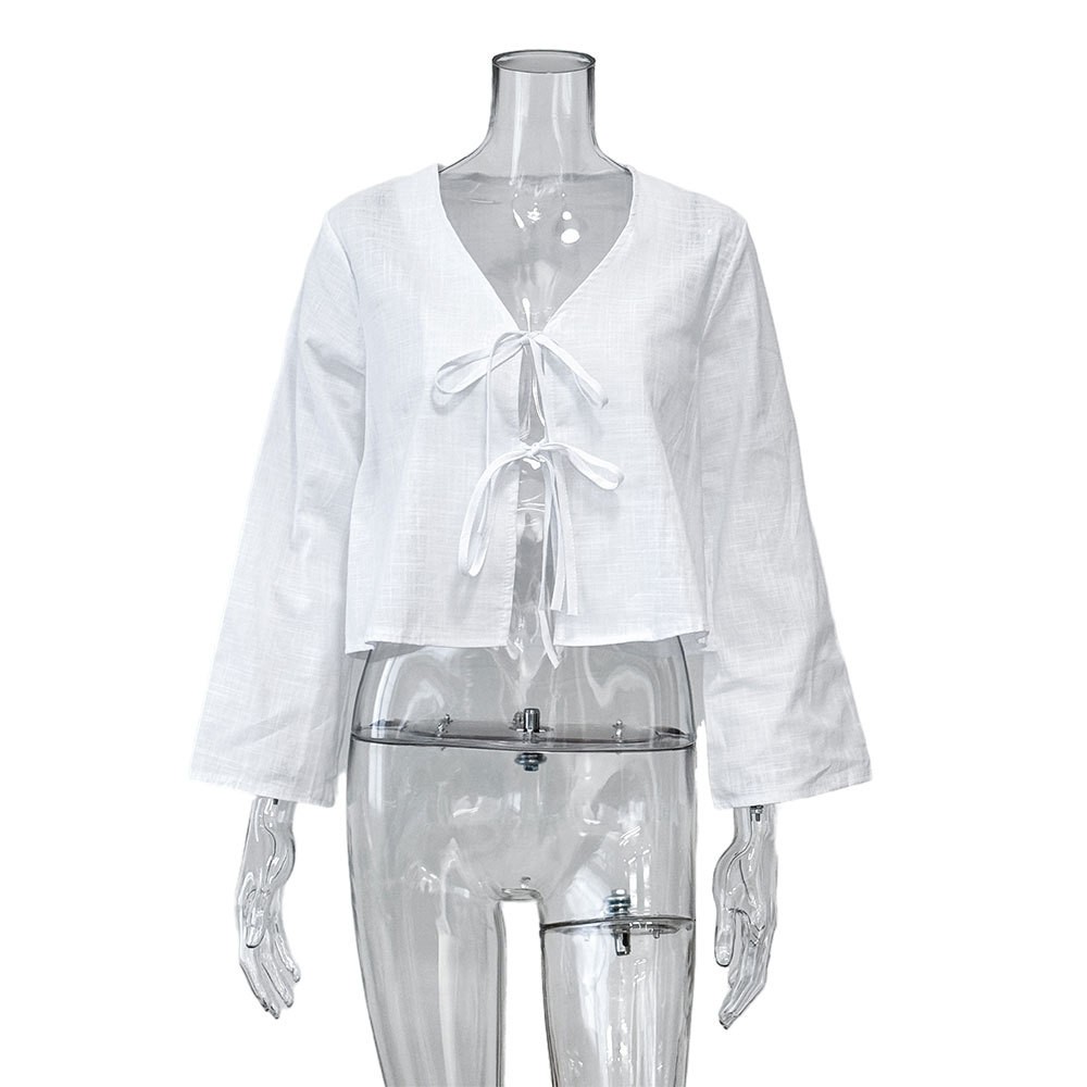 Womens Front Tied Tops Summer 100%Cotton Baggy Tee Shirts Blouse Cover up Top
