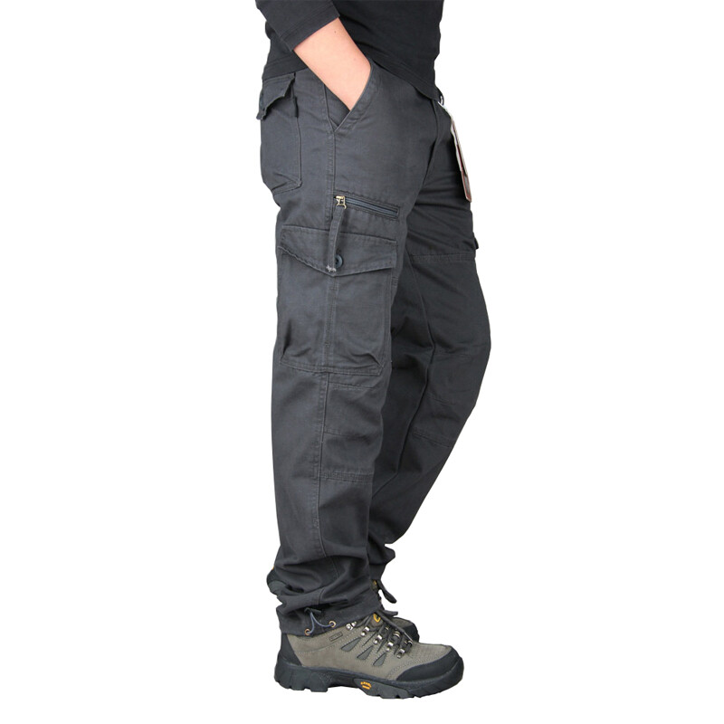 Men’s Cargo Pants Cotton Work Pant Elastic Waist Trousers Outdoor Casual Pants