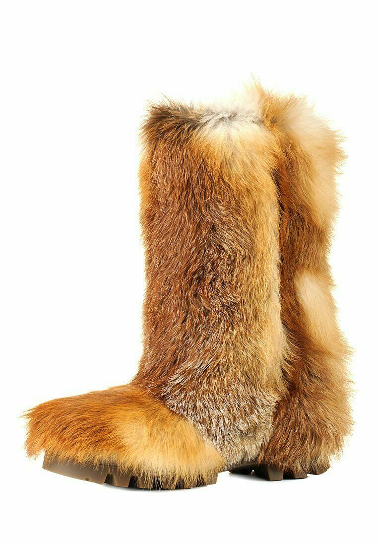 Fox Fur Boots for Men, Winter Snow Boots, Big Sizes, Moutons Mens furry shoes