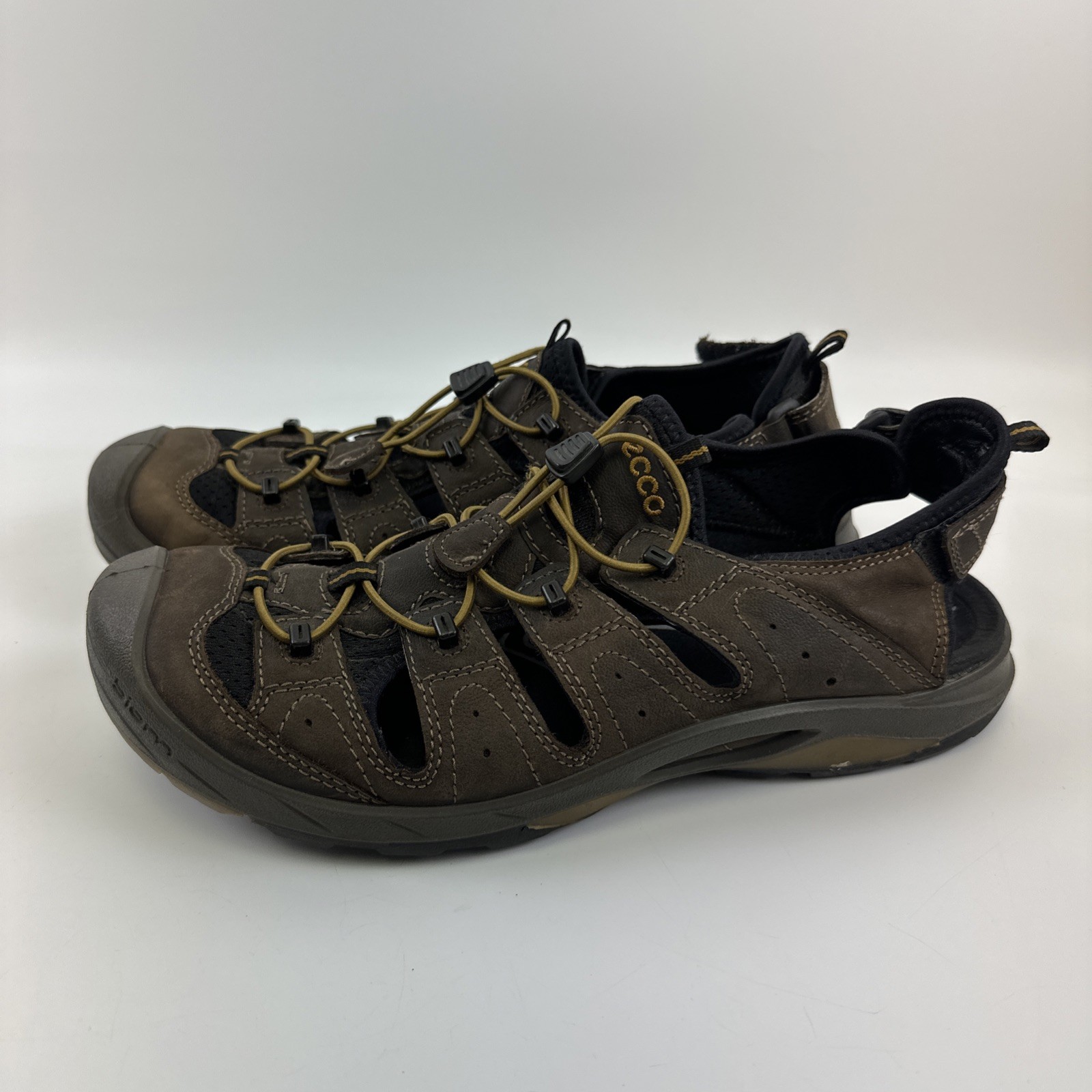 ECCO Biom Delta Offroad Sandal Brown Slip On Bungee Laces Comfort Active Mens 43