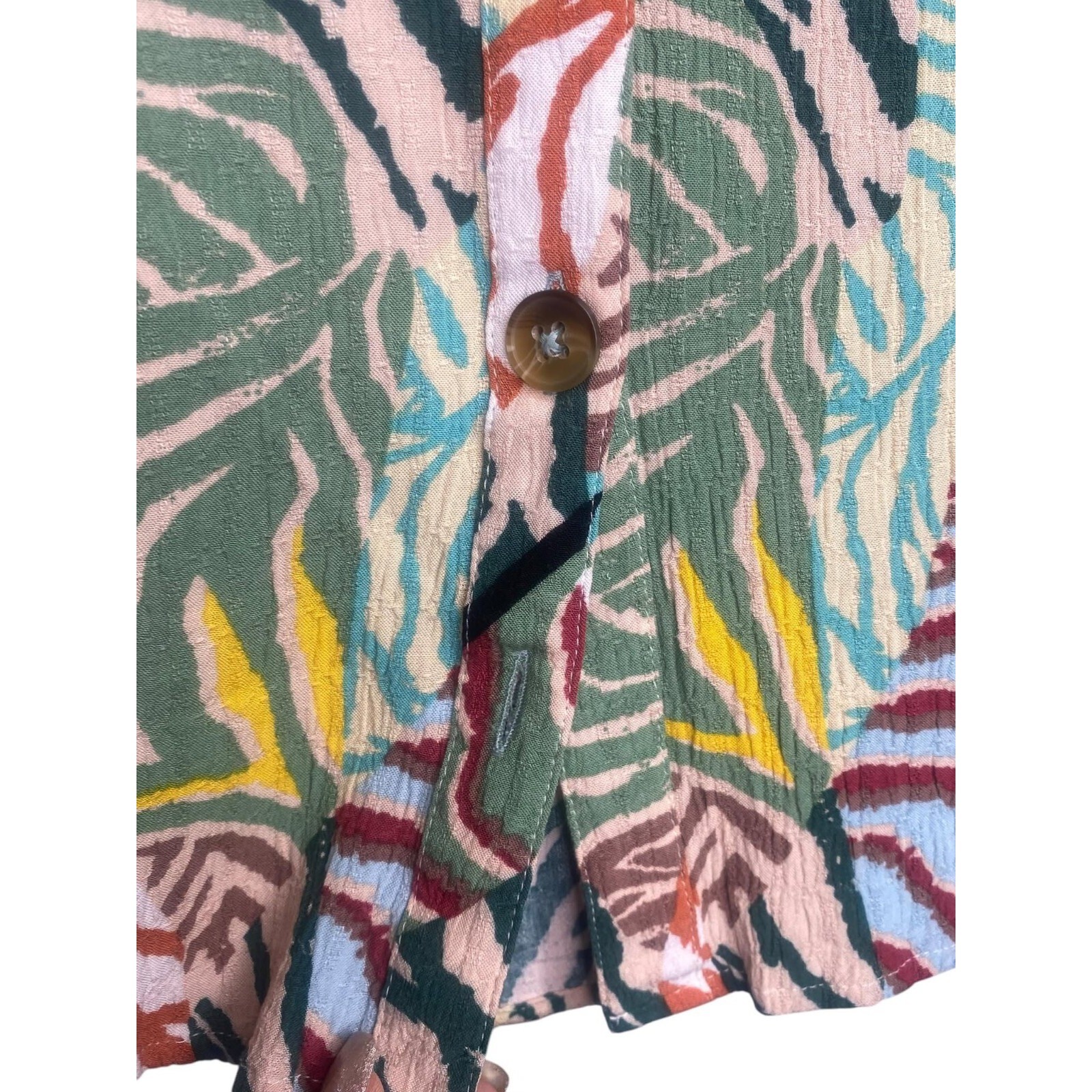 Maeve by Anthropologie Women’s blouse Blaise Button Down Boho tropical Size 4