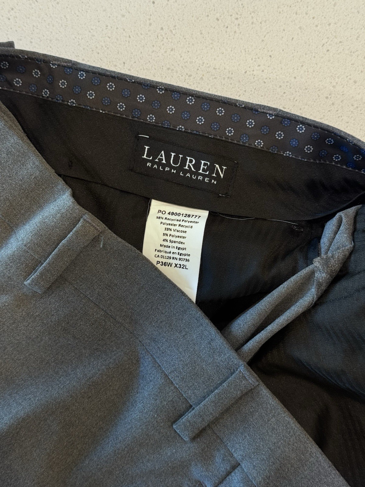 Lauren Ralph Lauren Men’s Gray Dress Pants Slim Tapered Stretch Flat Front 36W