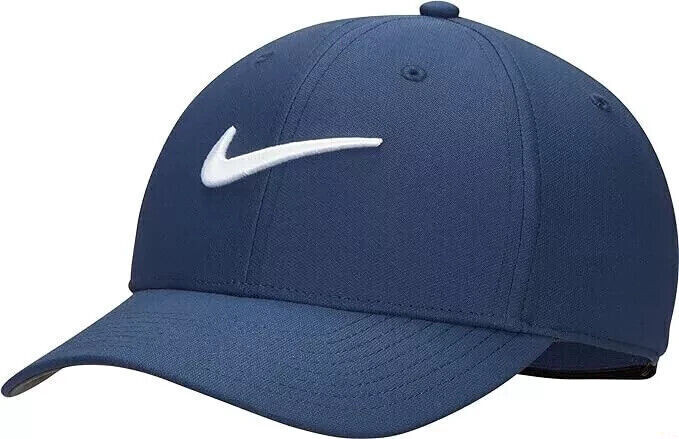 Nike Club Cap Structured Swoosh Golf Hat Size M/L Midnight Navy FB5625 410