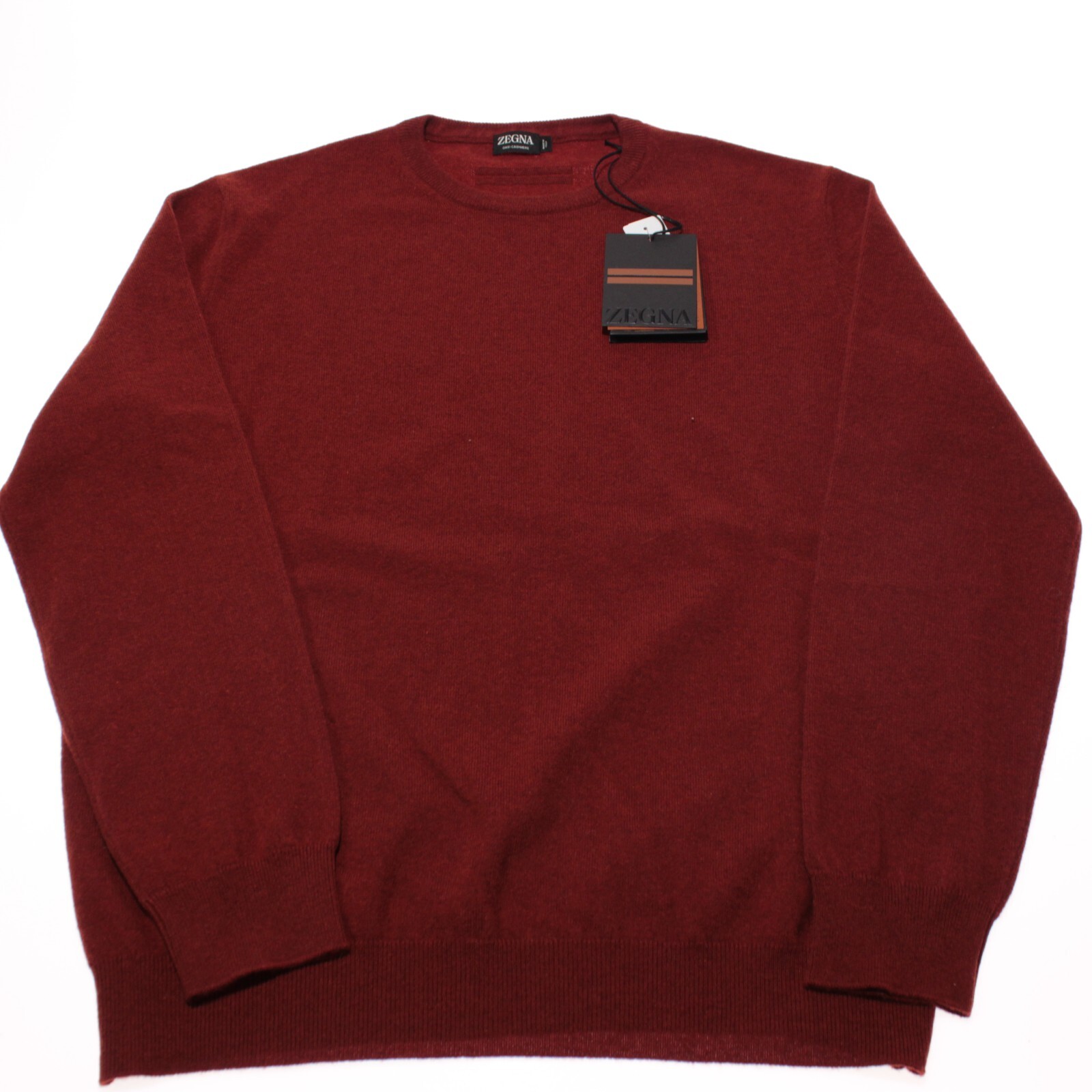 Zegna NWT Pullover Sweater Size 60 US 4XL in Solid Orange 100% Cashmere