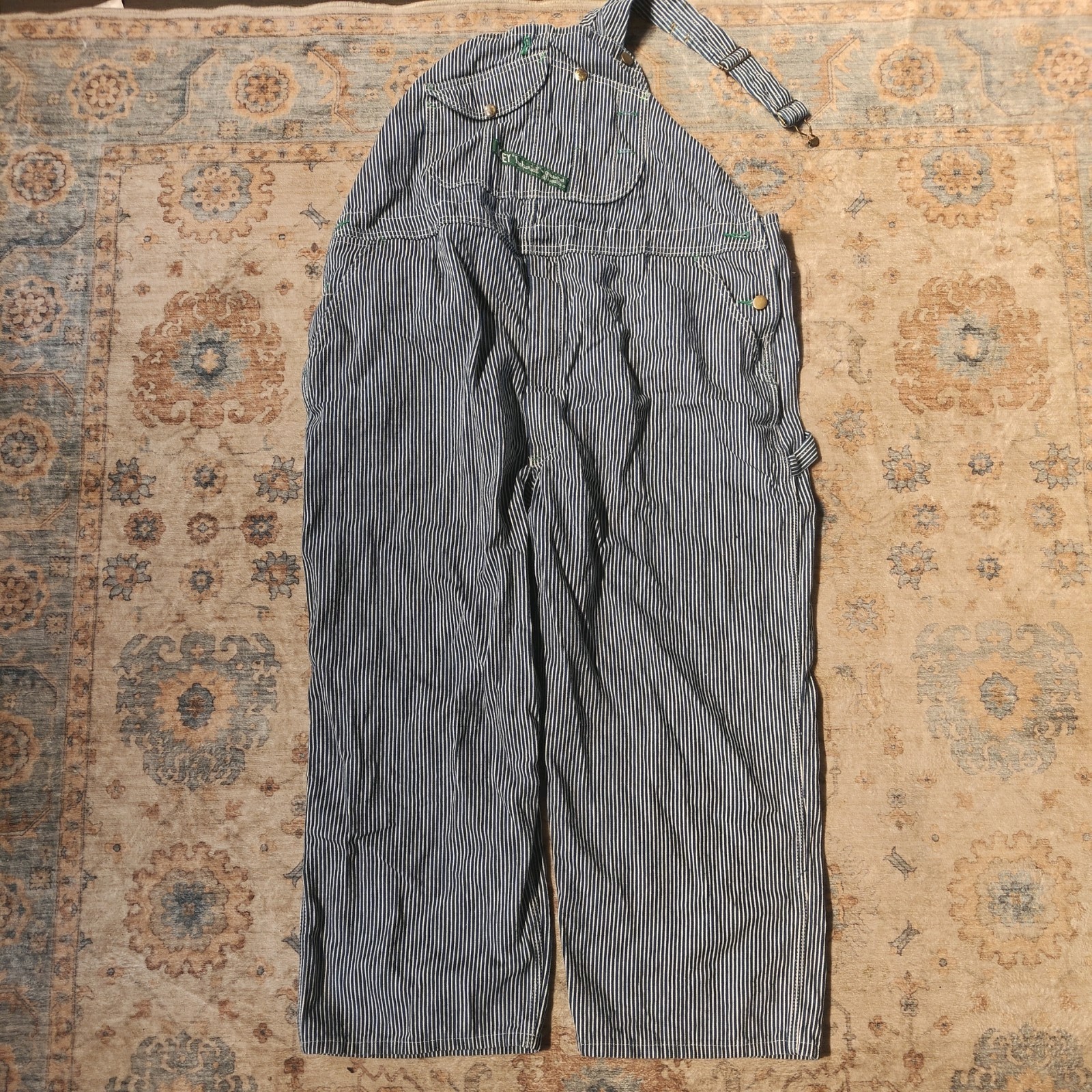 Key Imperial Bib Overalls 44×29 Hickory Striped Denim Railroad Engineer