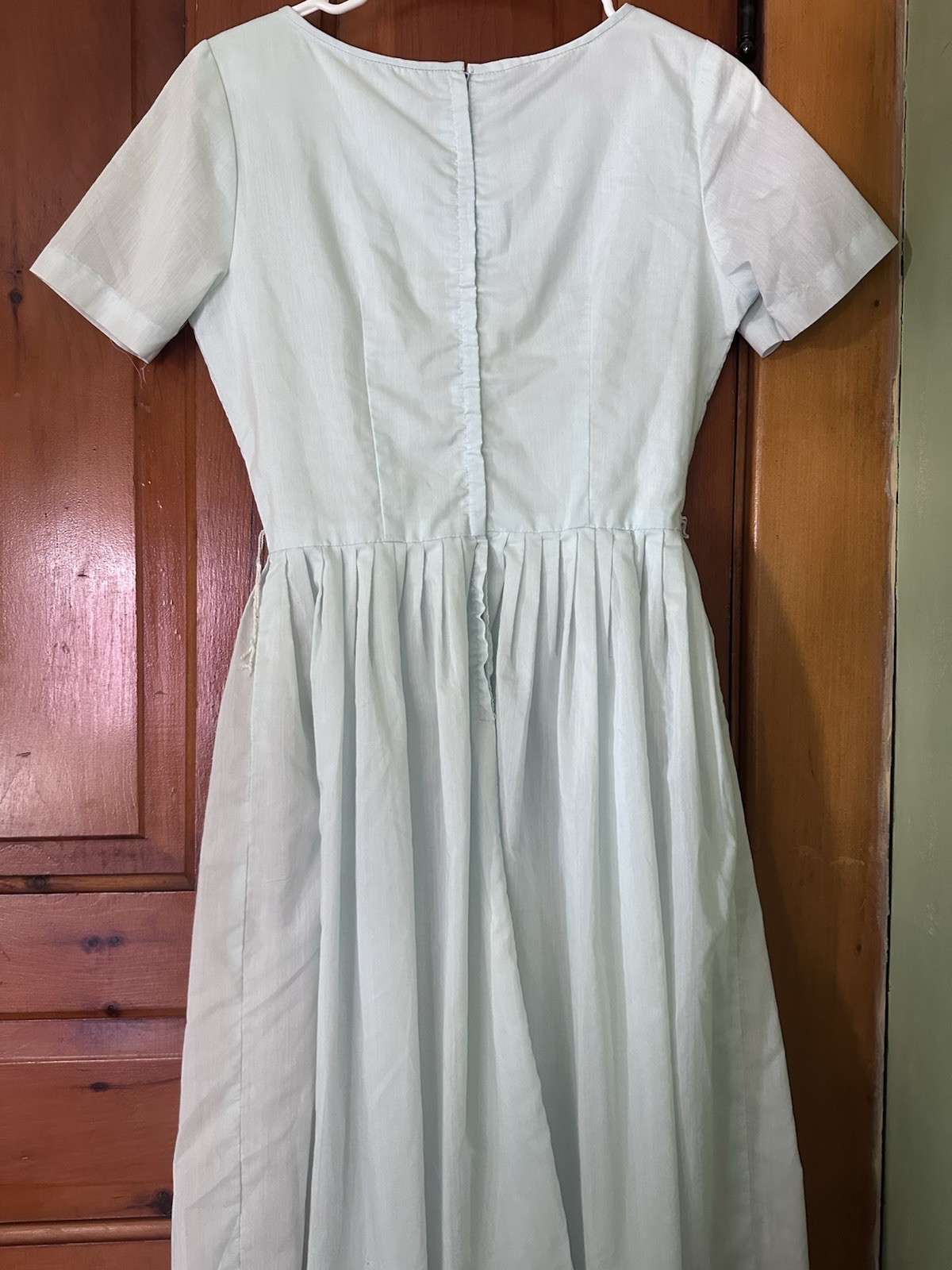 True Vintage Powder Blue Prairie Sundress S Lace Pleated Short Sleeve Zip
