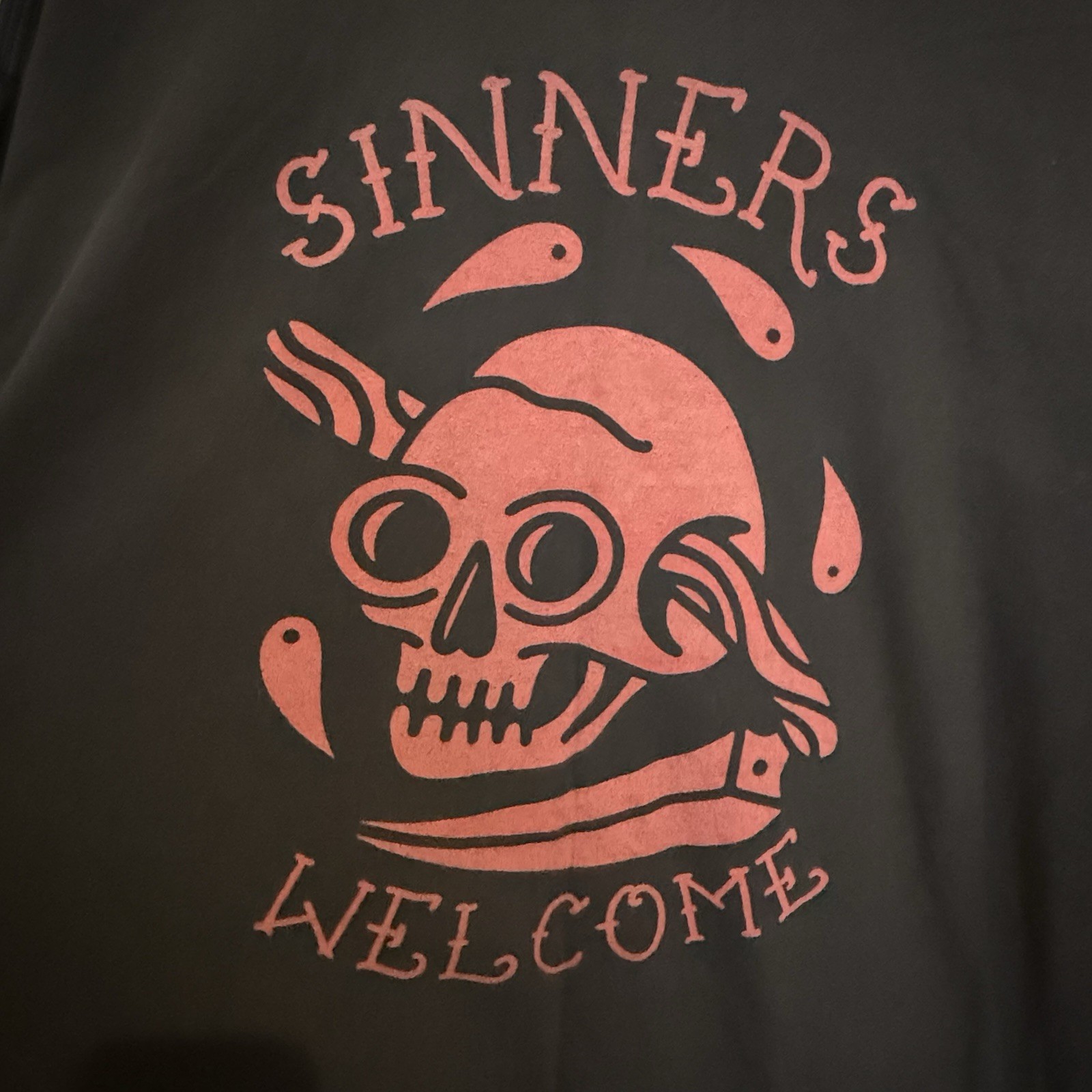 Sinners Welcome T Shirt Men’s XL Rock Metal Moto Biker Skull Black Gothic Metal