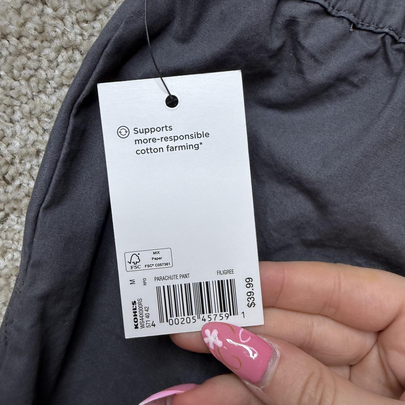 Sonoma Goods For Life Cargo Pants Womens M Gray Twill Drawstring Elastic Waist