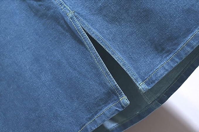 Women’s Summer Casual Elastic Waist Pockets Work Midi Denim A Line Skirt