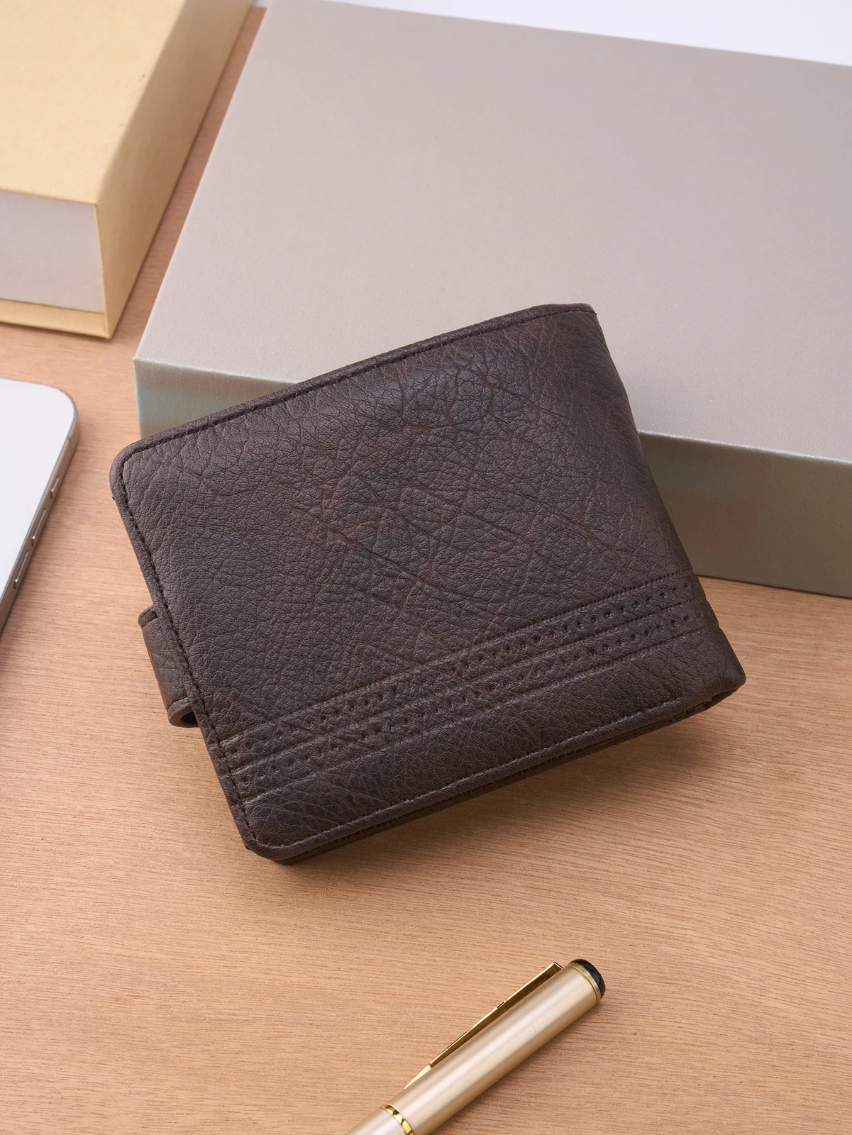 Men’s Slim Leather Wallet, Quality Zipper Purse with Coin Pocket, Male Business